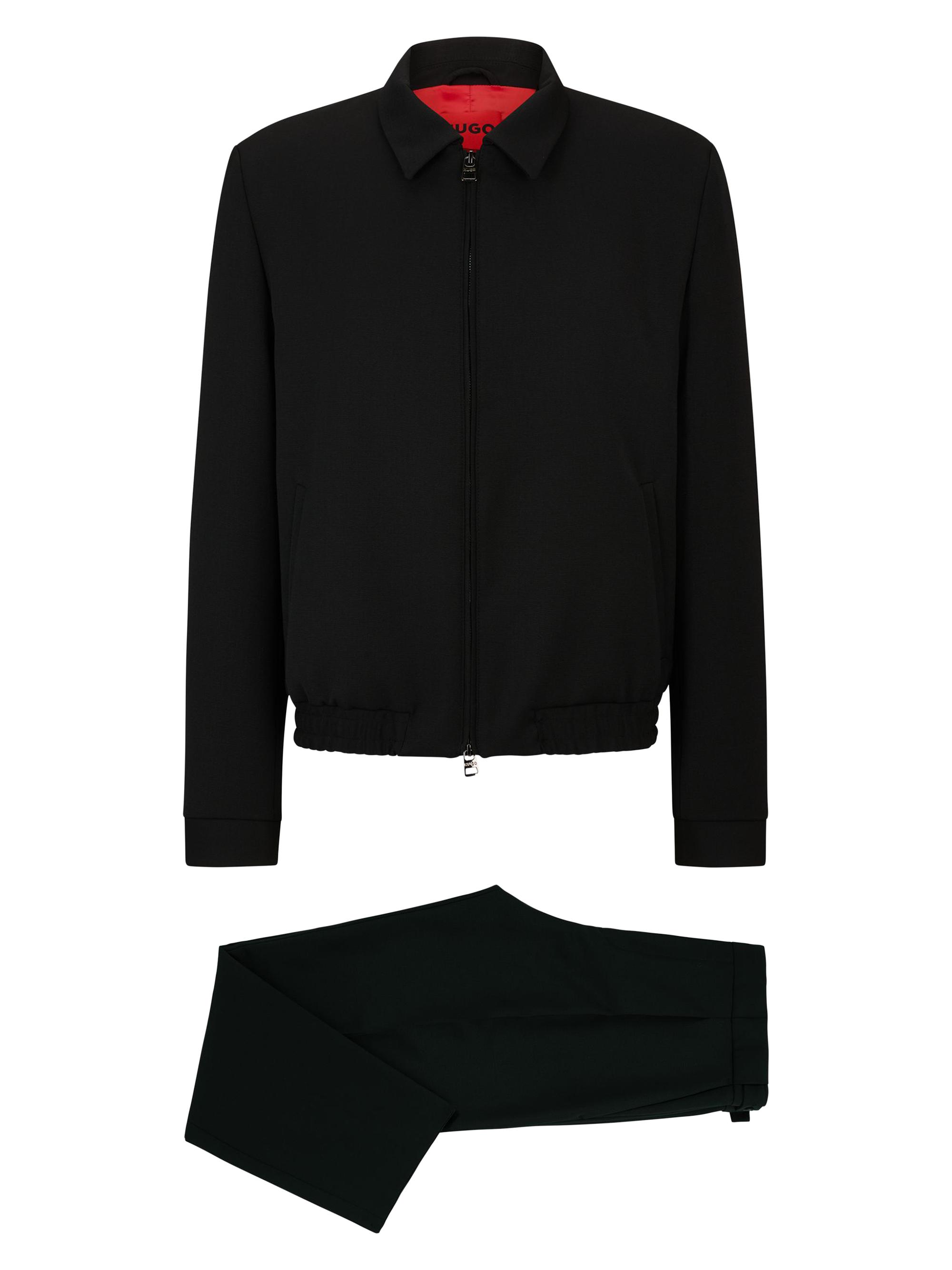 HUGO Men's Modern-Fit Suit in Performance-Stretch Structured Canvas - Black