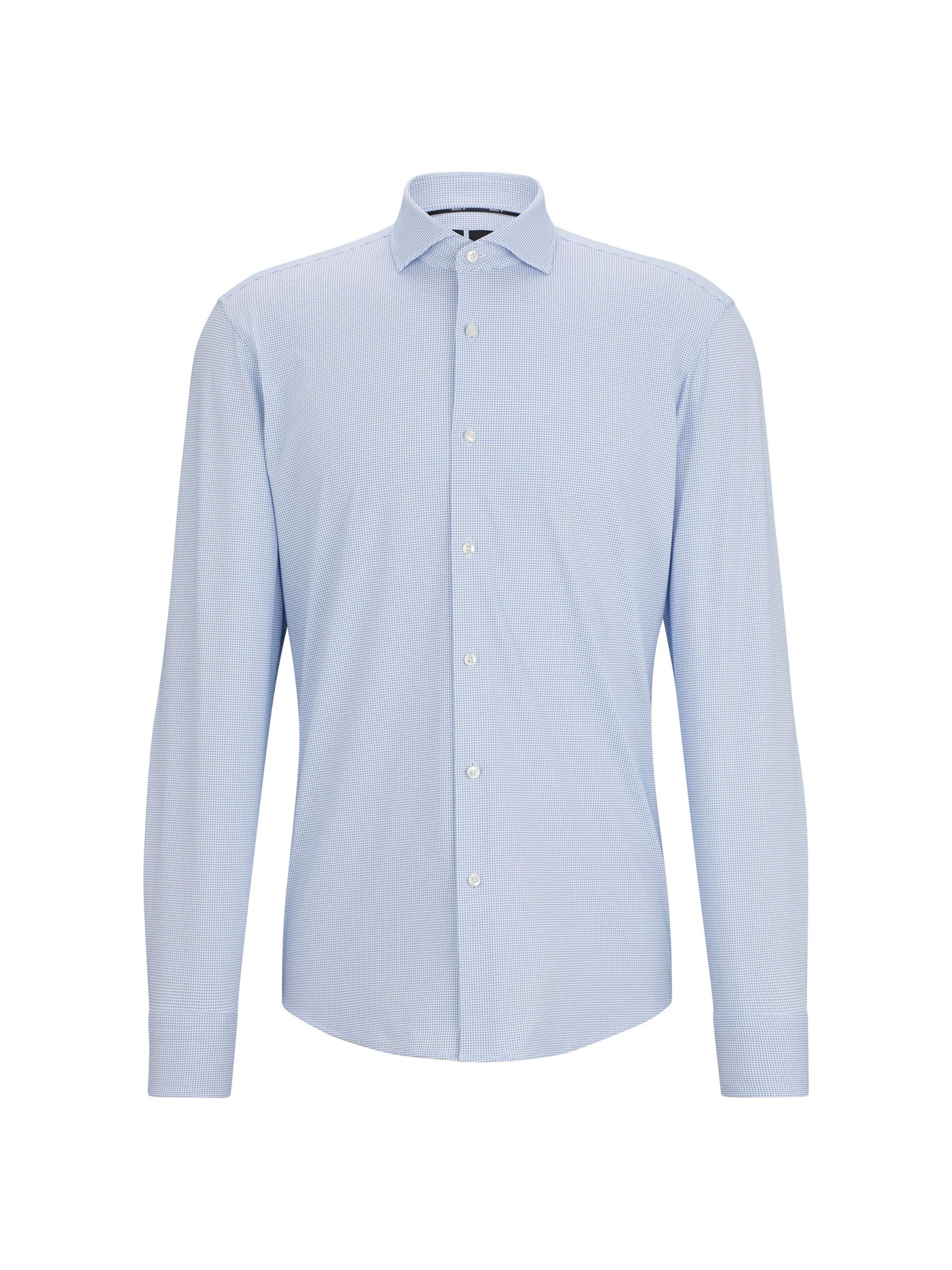 BOSS Men's Regular Fit Shirt in Structured Performance Stretch Material - Blue