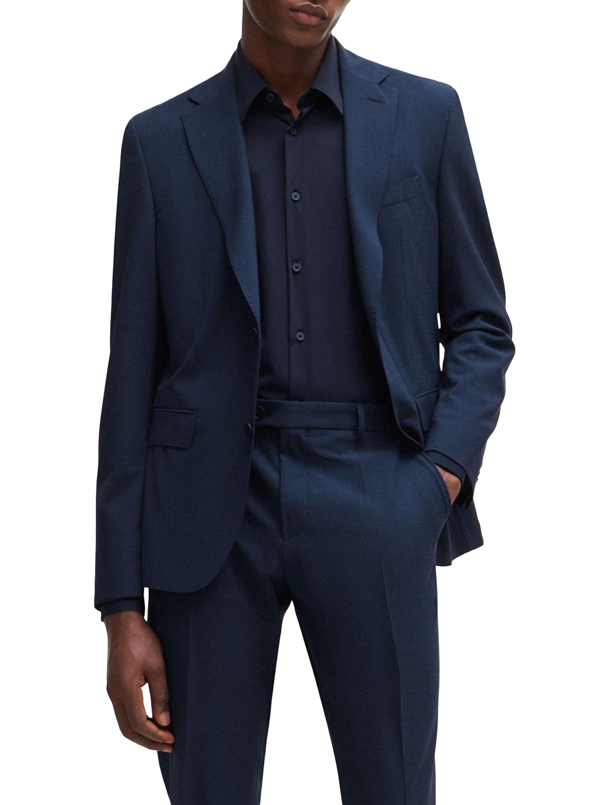 BOSS Men's Slim-Fit Suit in Micro-Patterned Performance-Stretch Cloth - Dark Blue