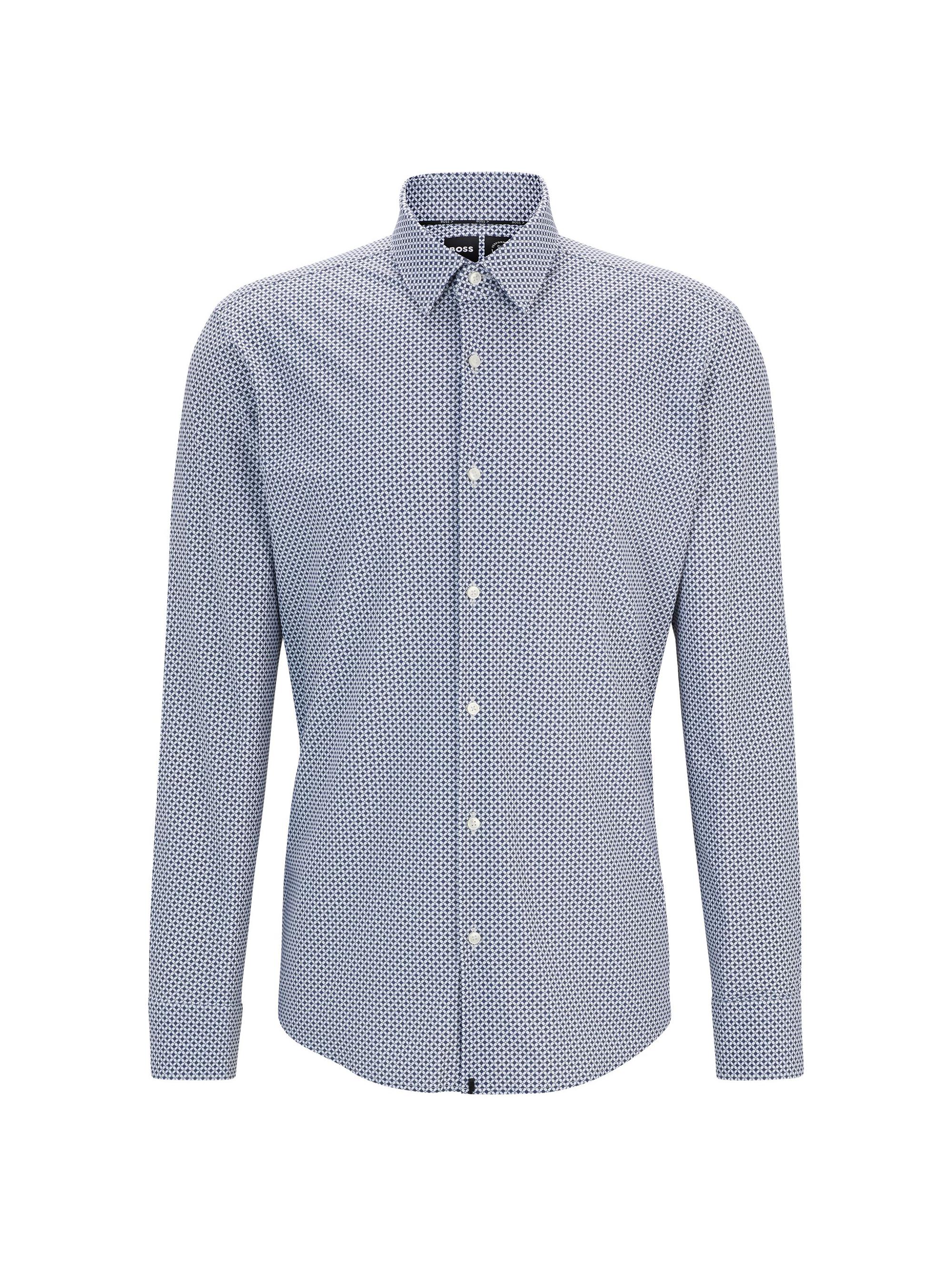 BOSS Men's Regular-Fit Shirt in Printed Performance-Stretch Fabric - Blue