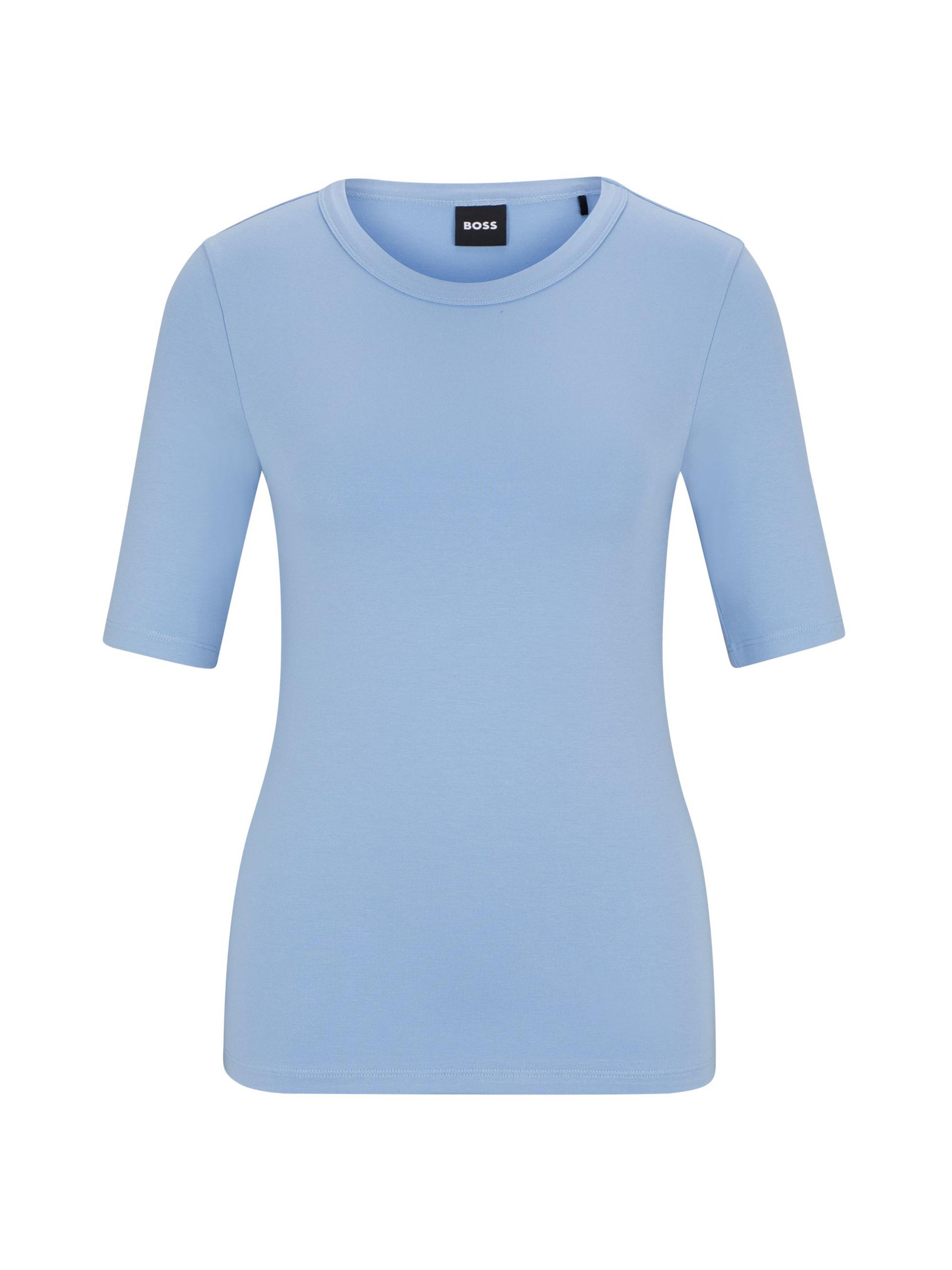 BOSS Women's Slim-Fit T-Shirt in a Stretch-Modal Blend - Blue