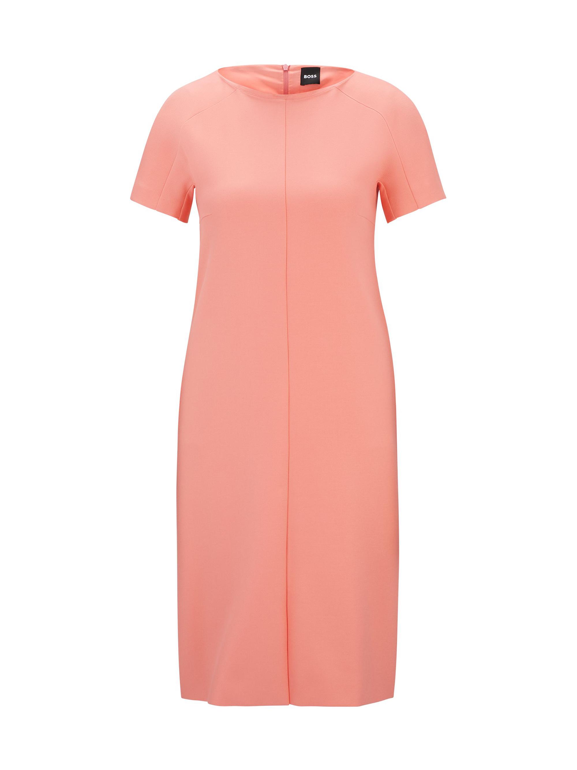 BOSS Women's Short-Sleeved Dress in Stretch Material - Pink