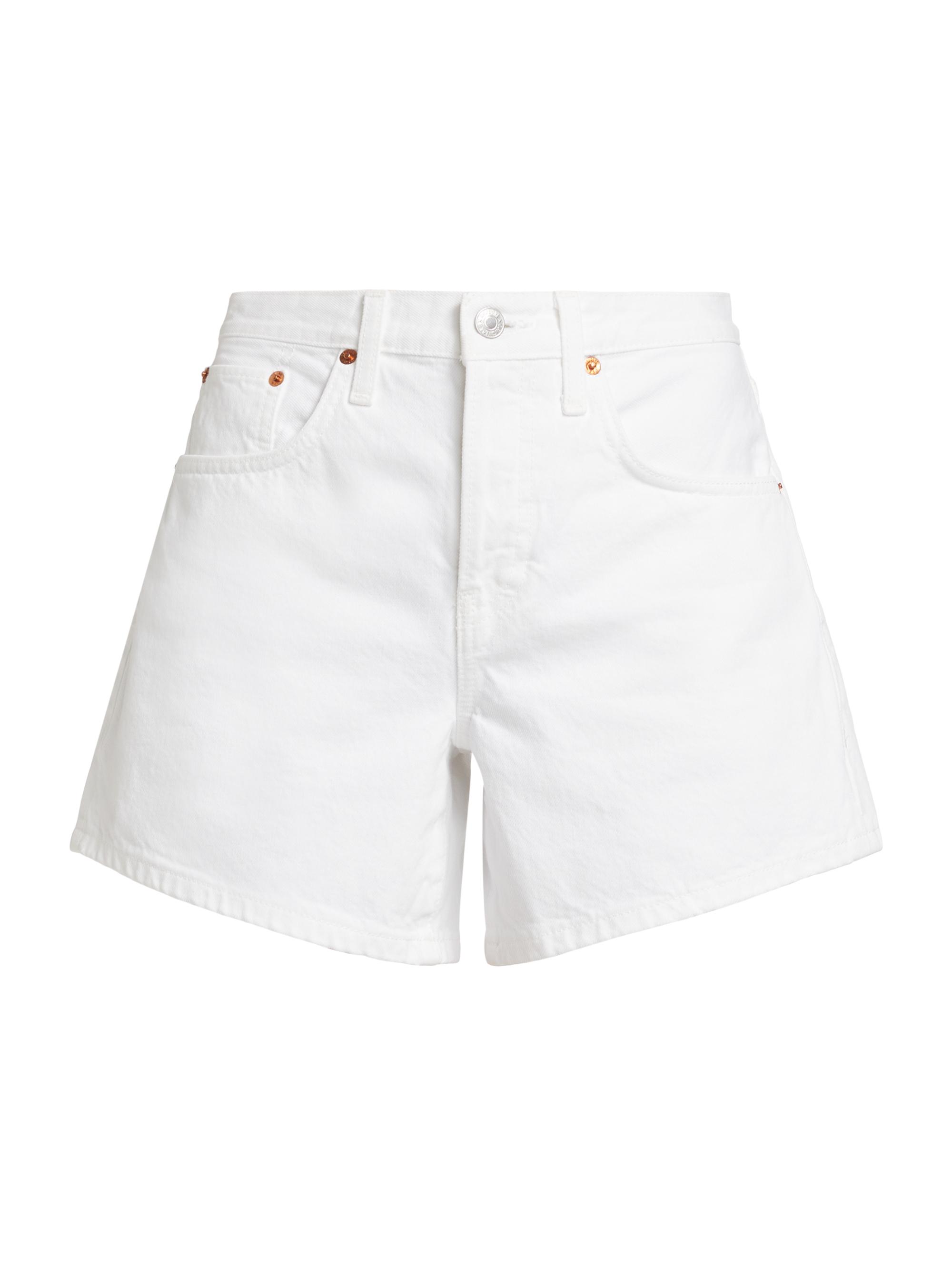 Re/done Women's Mid-Rise Denim Boy Shorts - White