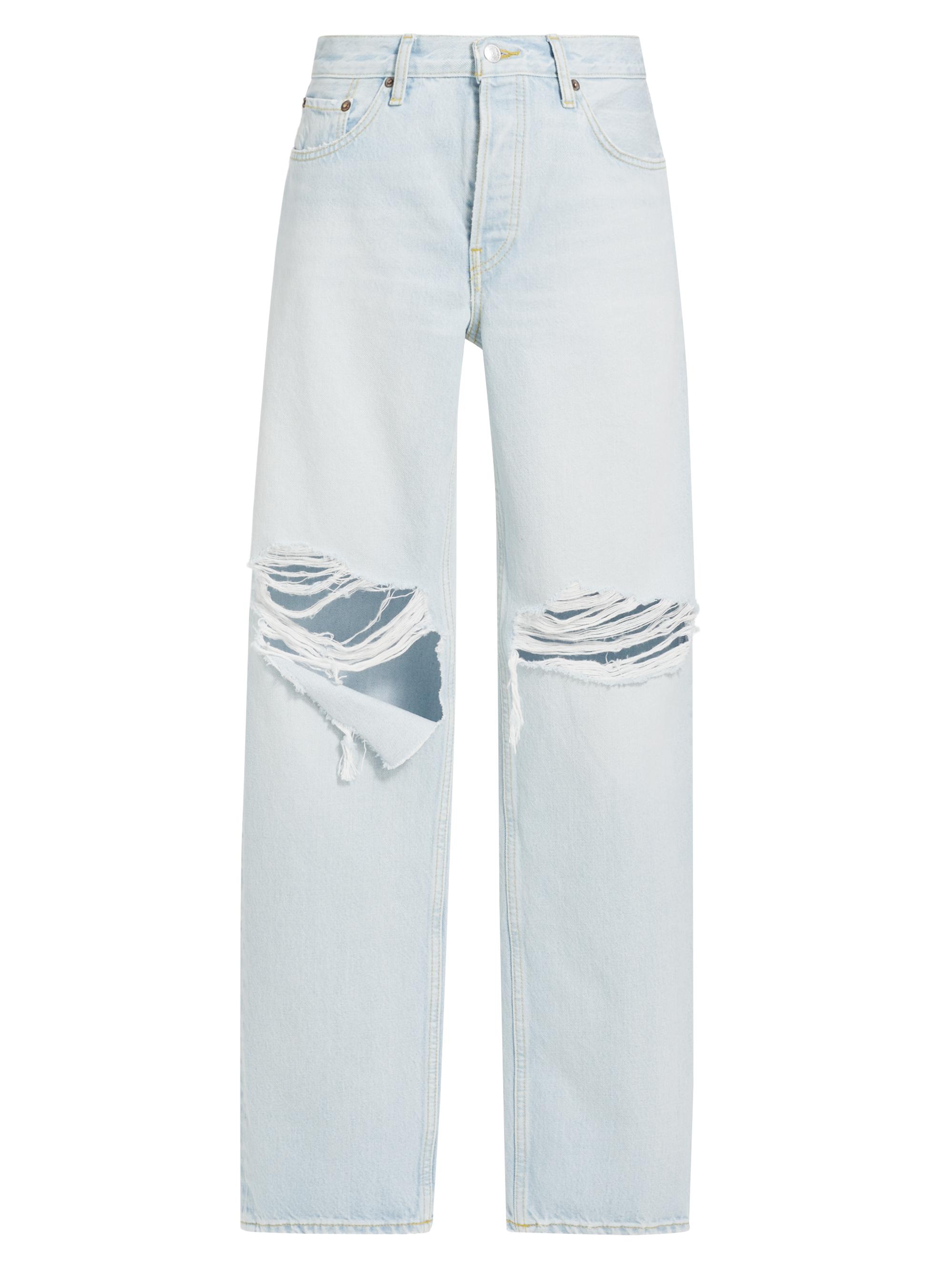 Re/done Women's Loose Long High-Rise Distressed Wide Jeans - Acqua Destroy
