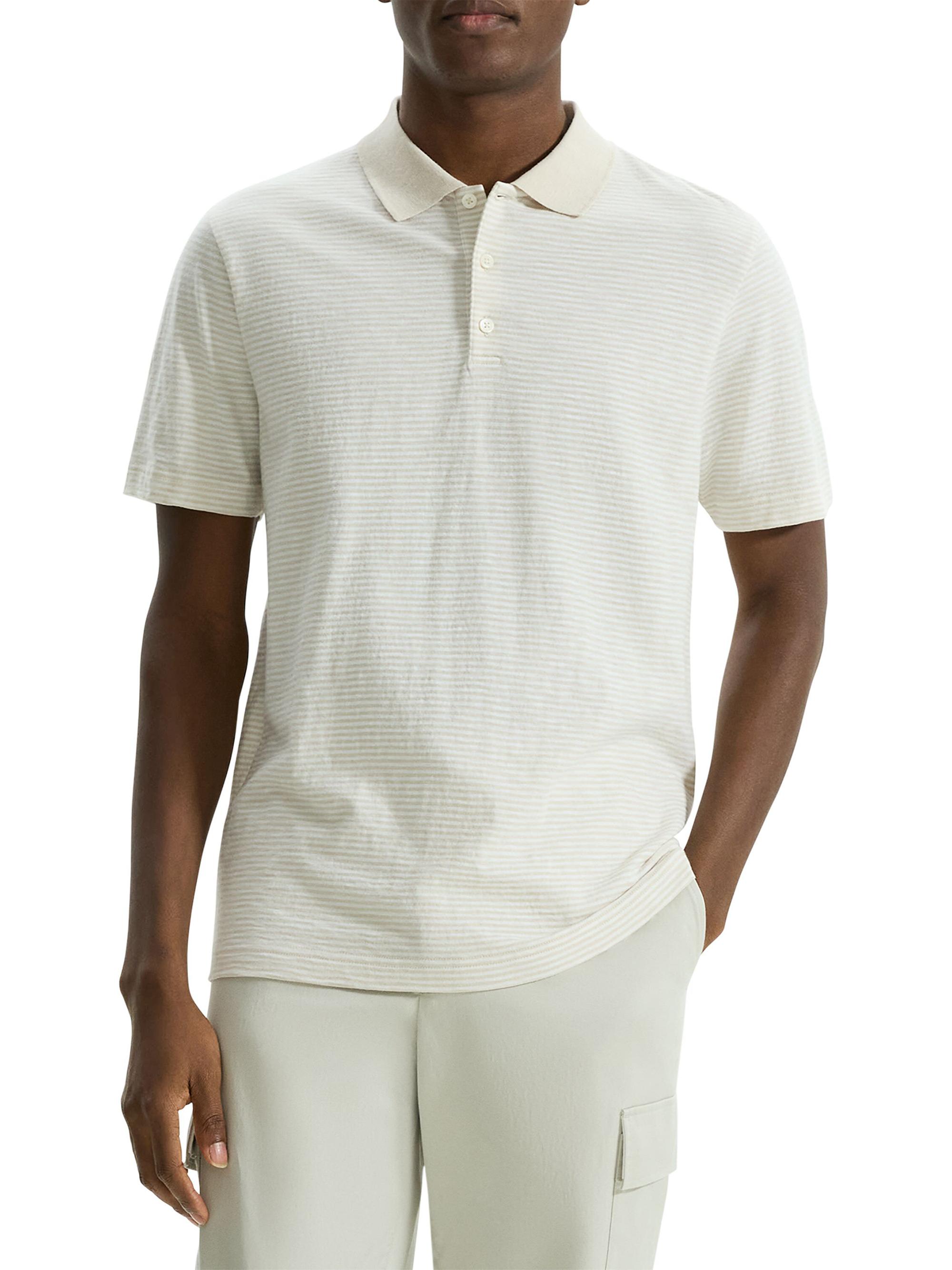 Theory Men's Bron Polo Shirt In Cosmos - Sand White