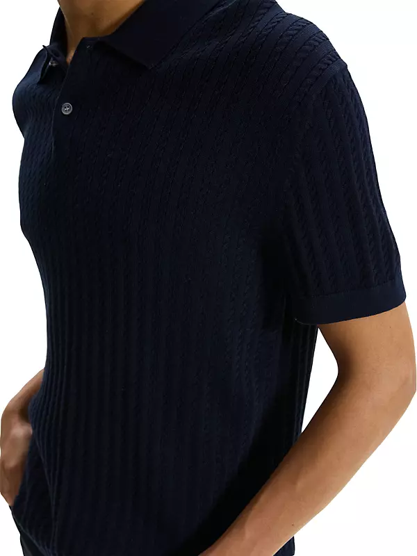 Shop Theory Cable-Knit Polo Shirt | Saks Fifth Avenue