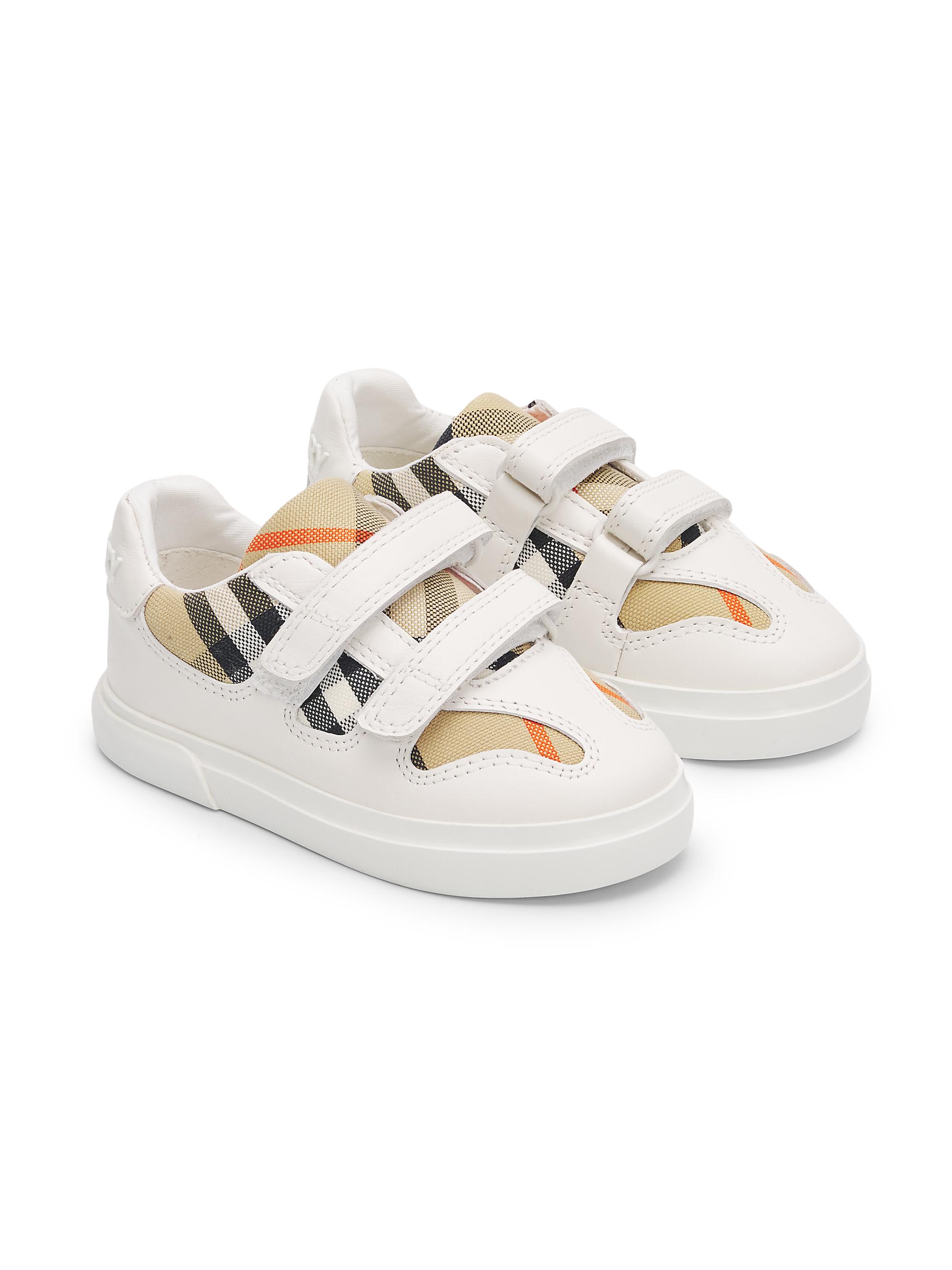 Burberry Baby's Noah Check Cotton & Leather Sneakers - Sand 5 (Baby) | Thumbnail 4