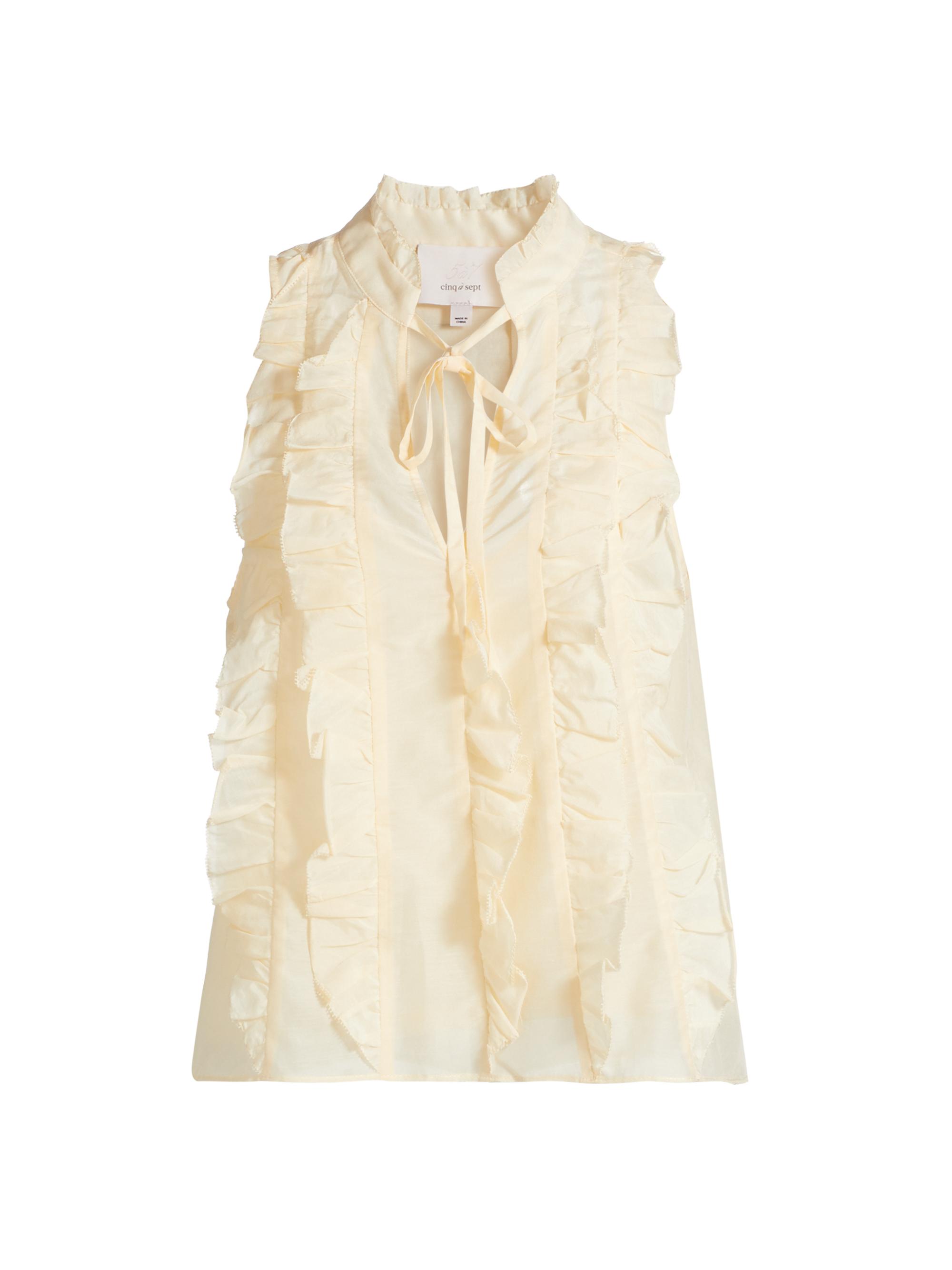 CINQ A SEPT Women's Dallin Ruffled Cotton-Silk Top - Gardenia