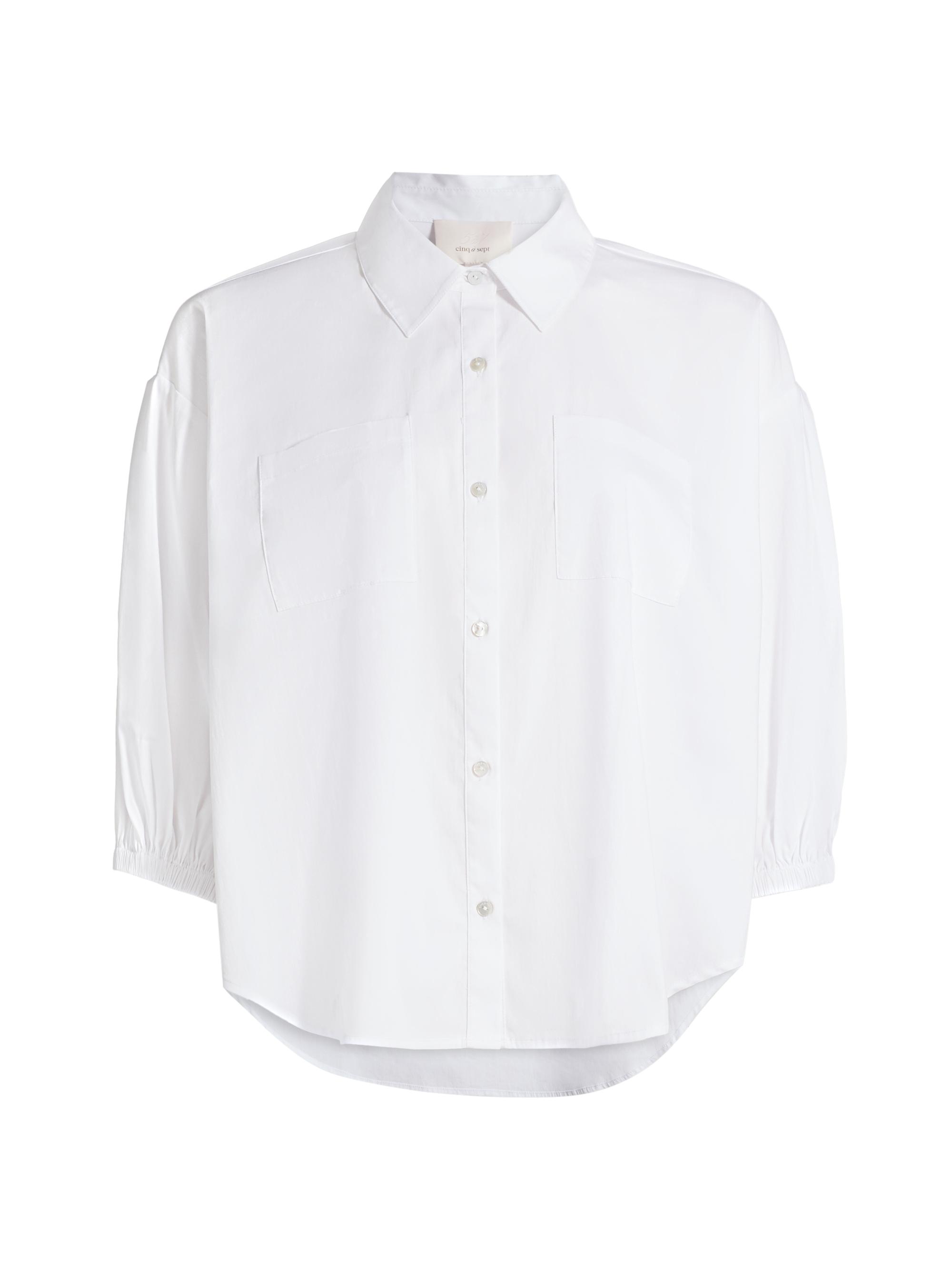 CINQ A SEPT Women's Alejandra Cotton-Blend Short-Sleeve Shirt - White