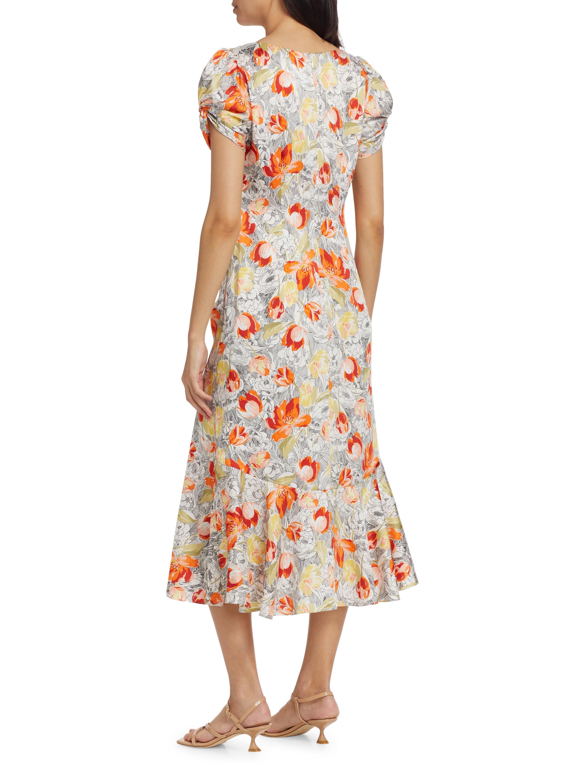 Cinq à Sept Linework Floral Walker Dress | Saks Fifth Avenue