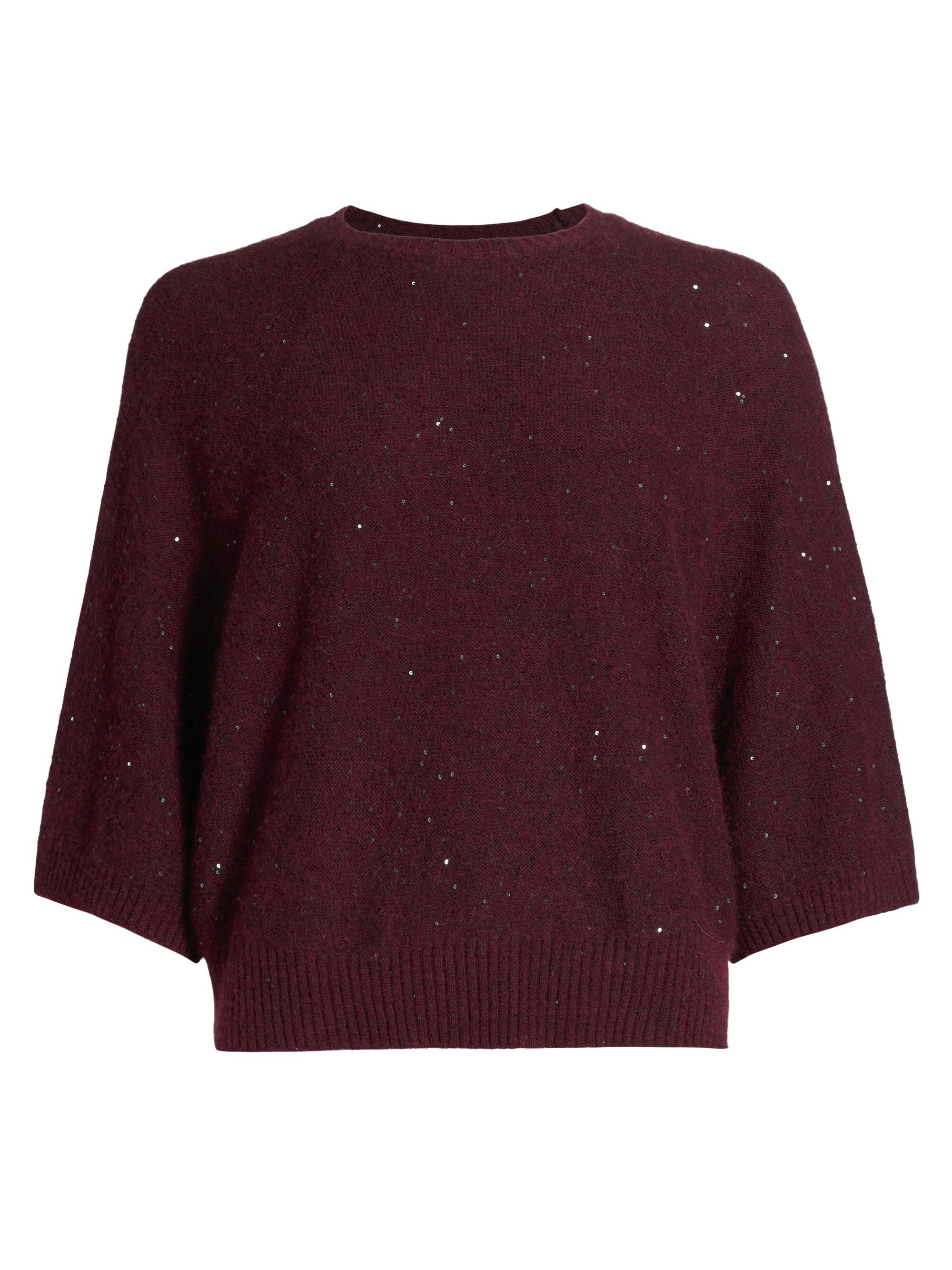 Fabiana Filippi Women's Sequin-Embellished Wool-Blend Sweater - Bordeaux