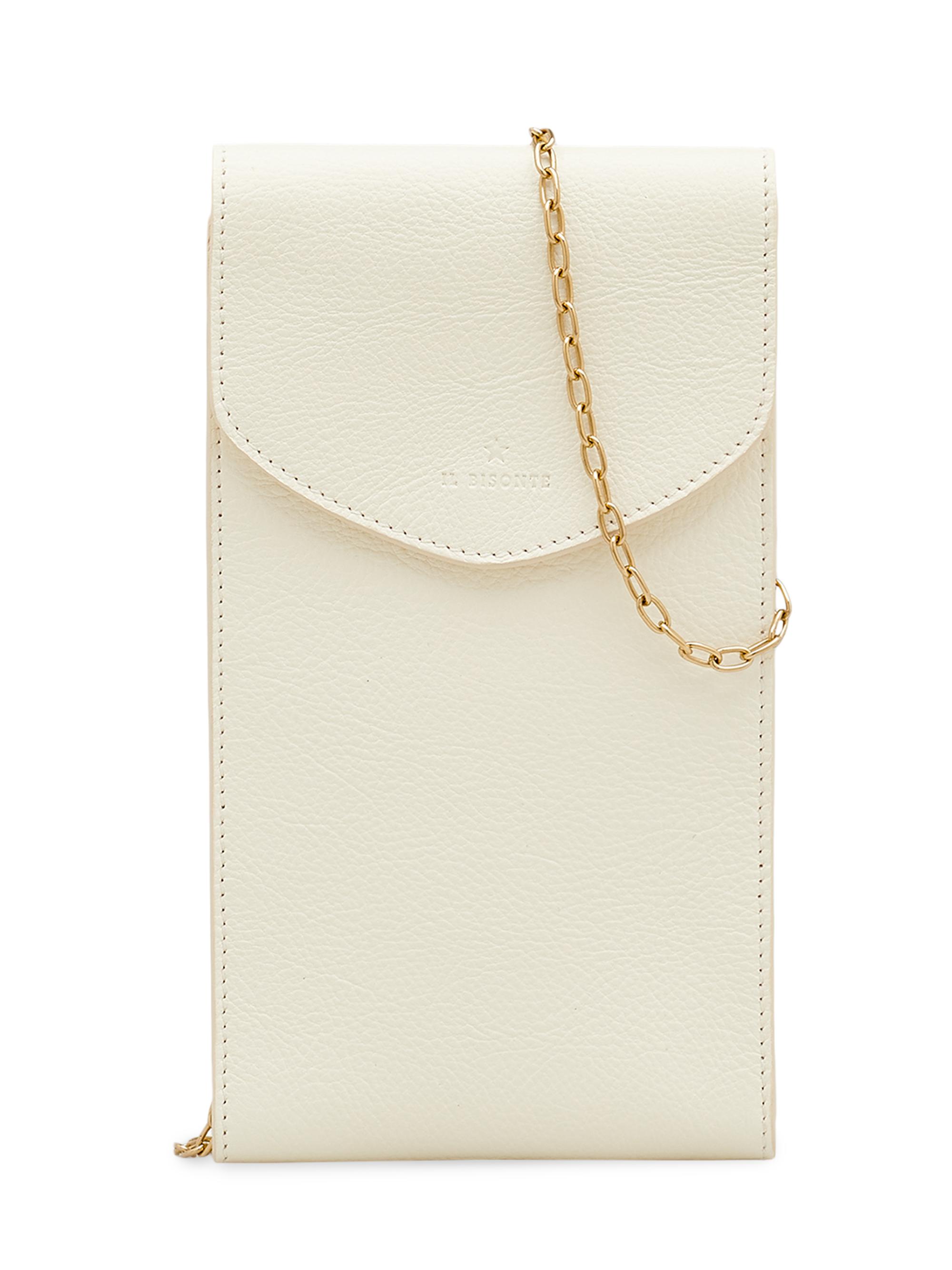 Il Bisonte Women's Bigallo Metallic Leather Phone Pouch - Bianco Latte