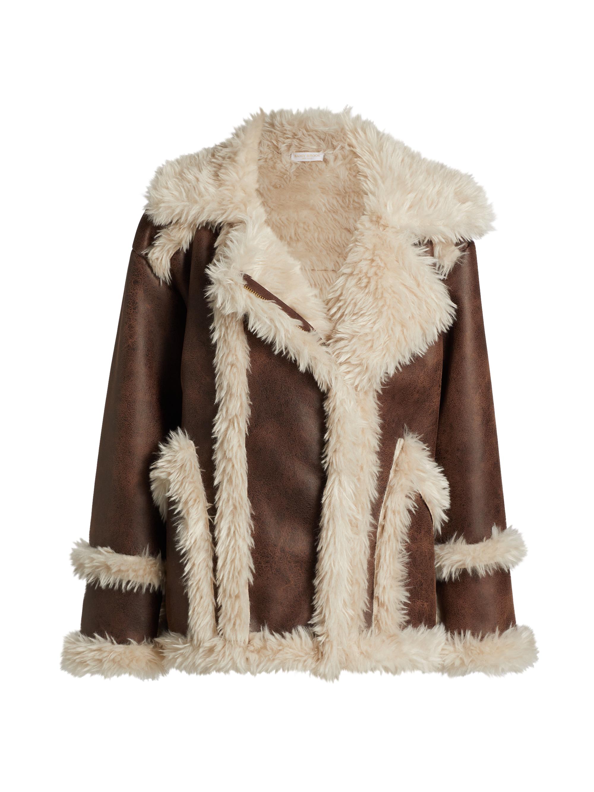 Ramy Brook Women's Hal Faux Leather Coat - Desert Brown Shearling