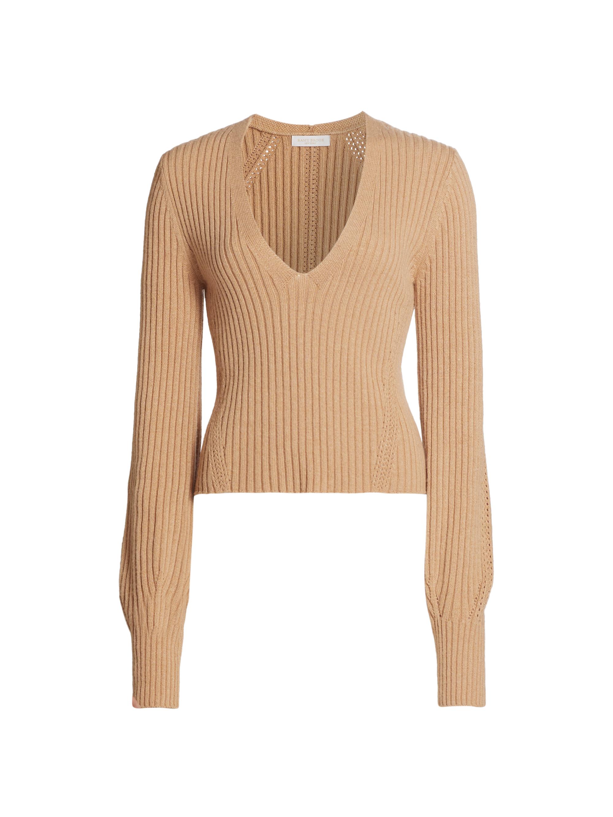 Ramy Brook Women's Aurinda Rib-Knit Sweater - Saddle