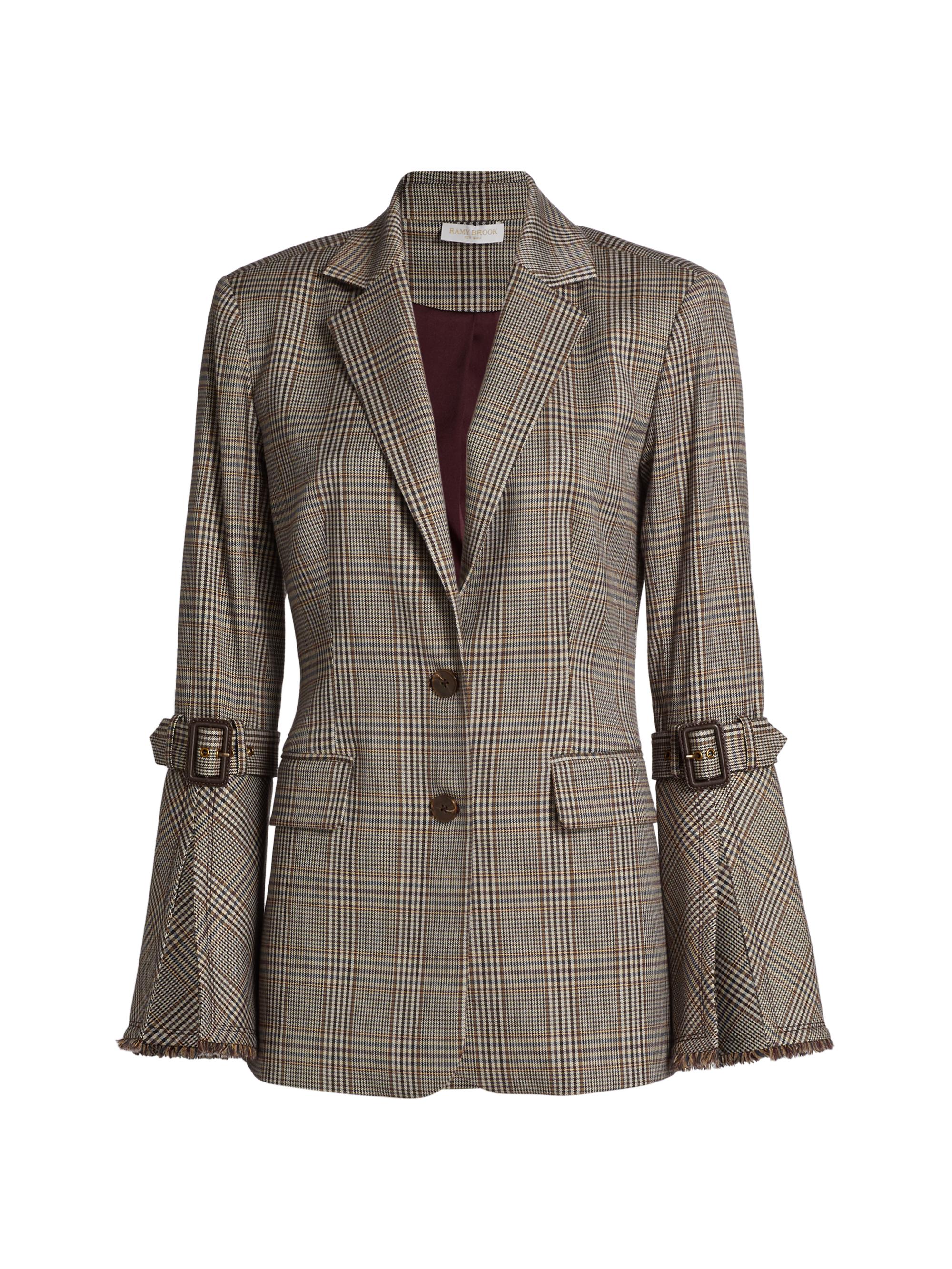Ramy Brook Women's Loretta Plaid Two-Button Blazer - Pinot Noir Phoenix