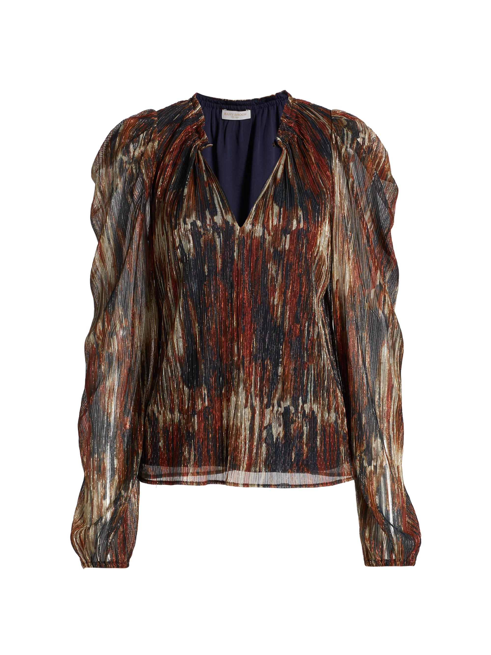 Ramy Brook Women's Sukie Metallic Blouse - Saddle Multi Knit