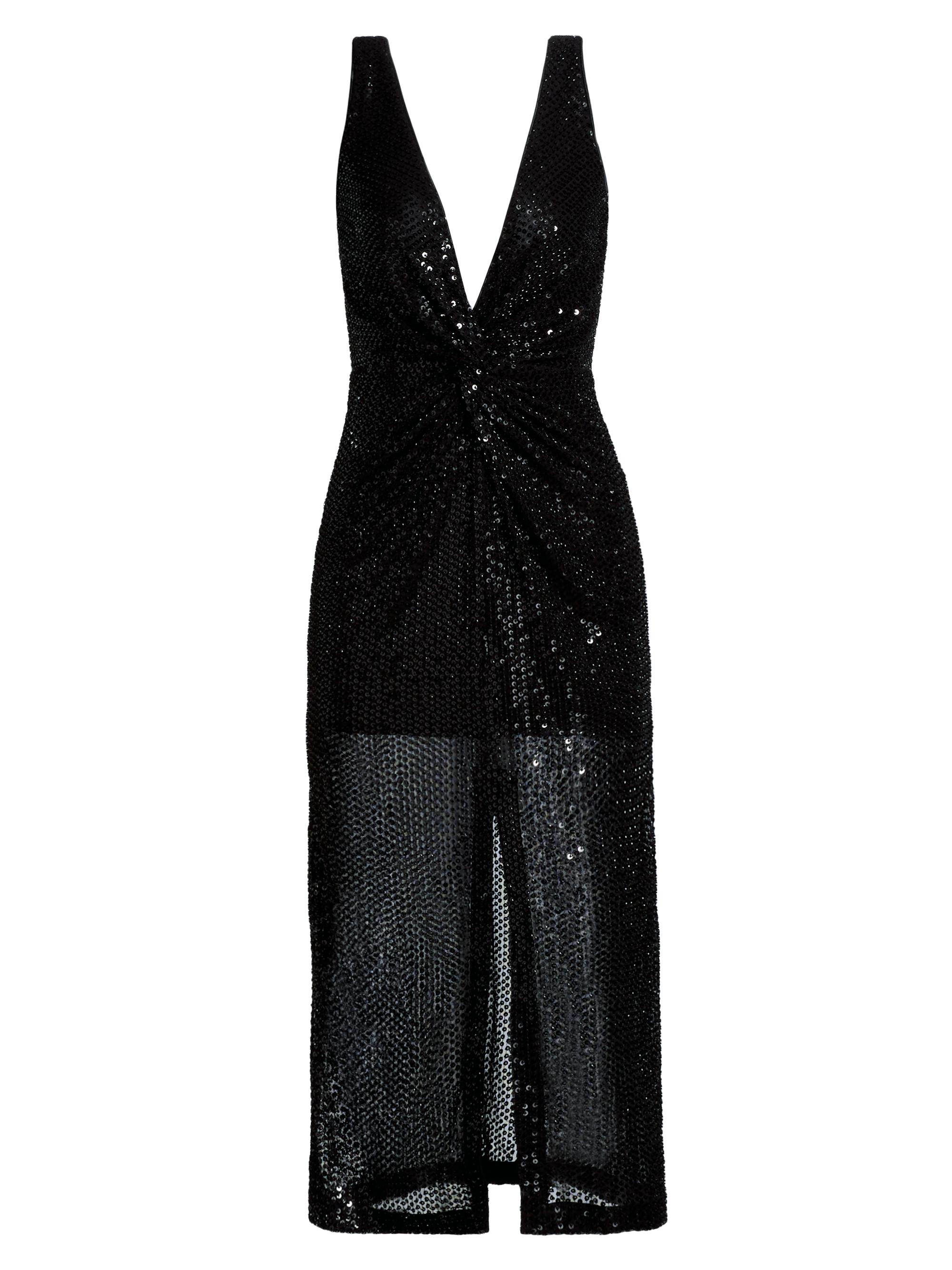 Ramy Brook Women's Eli Sequined Sleeveless Midi-Dress - Black Beaded Mesh