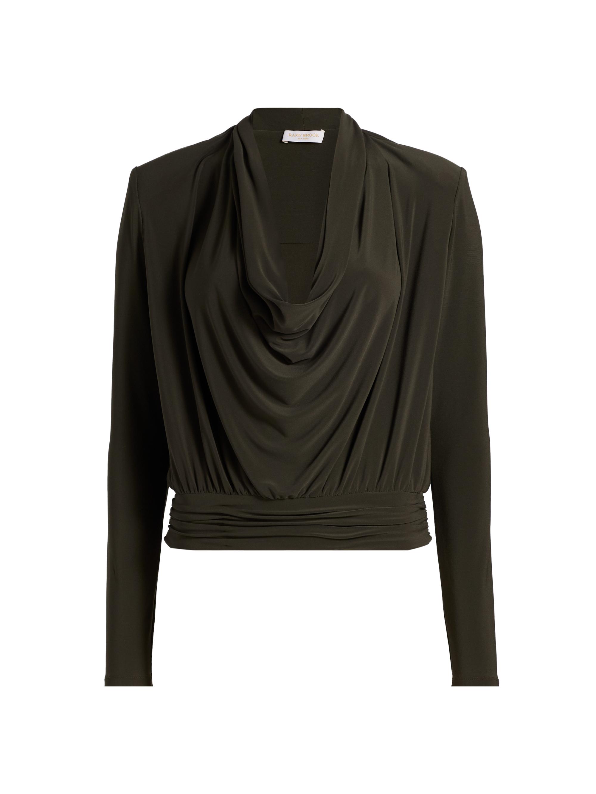 Ramy Brook Women's Eden Jersey Long-Sleeve Blouse - Deep Olive