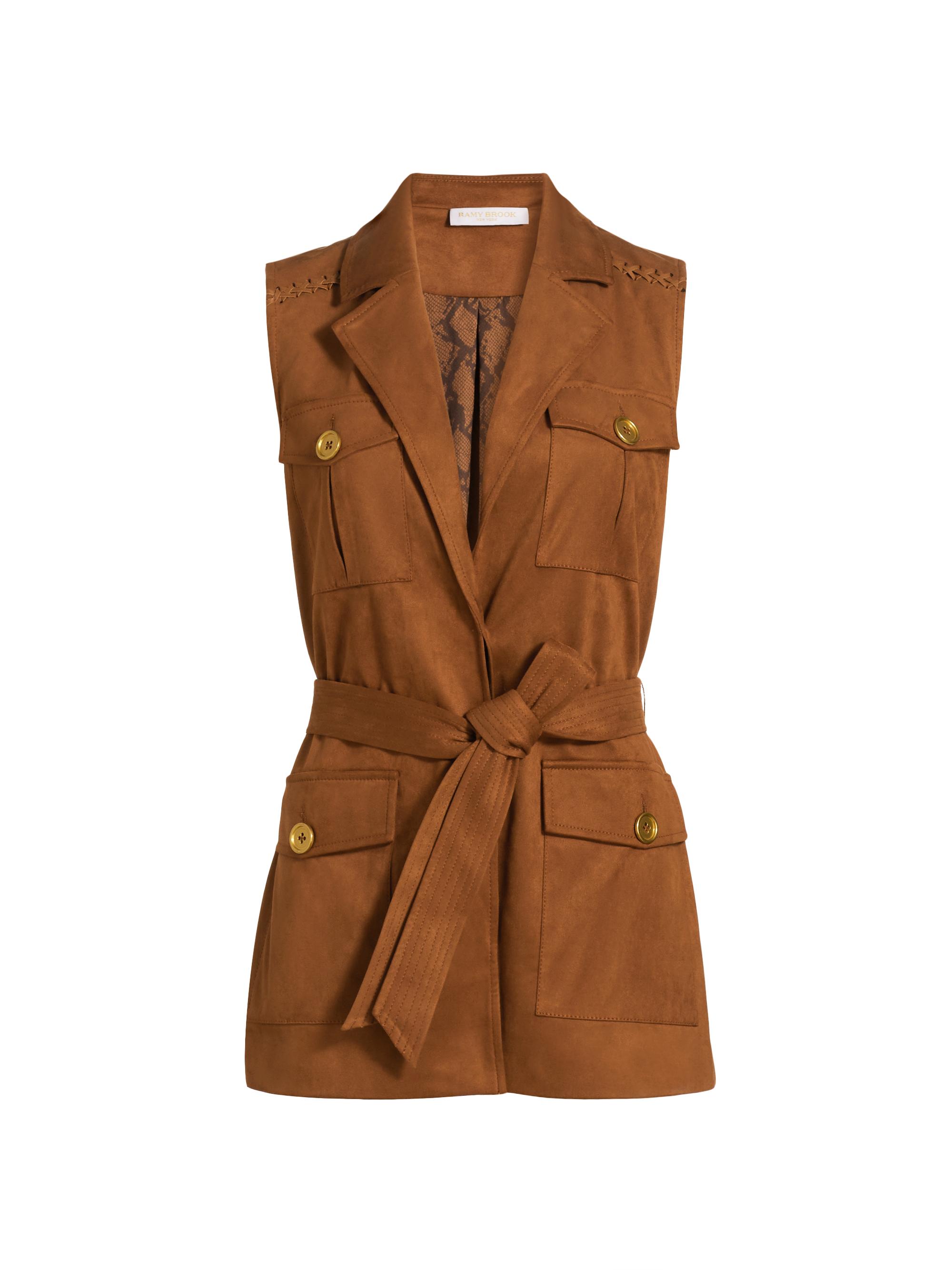 Ramy Brook Women's Austin Faux-Suede Tie-Waist Vest - Saddle