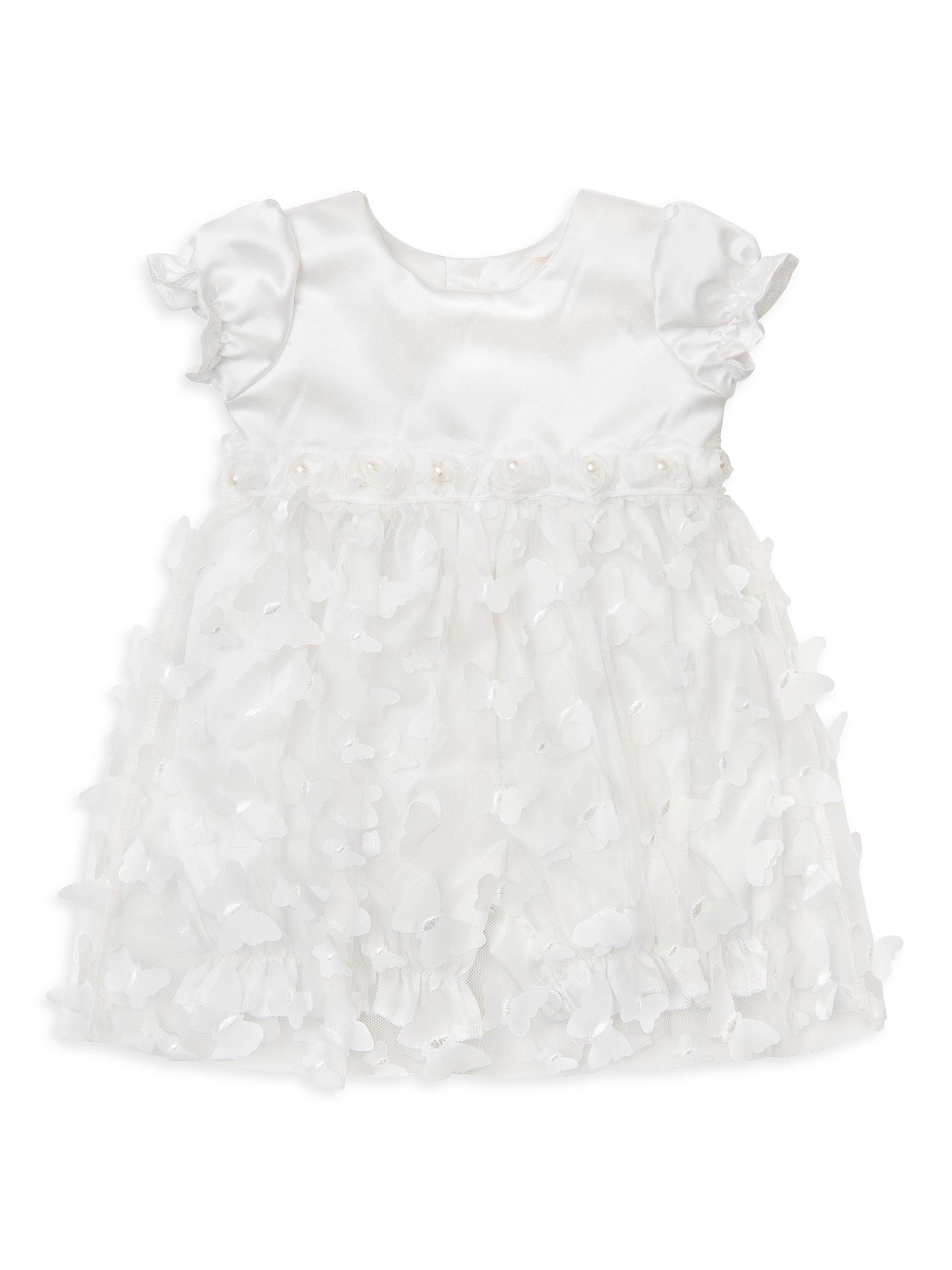 Haute Baby Baby Girl's Butterfly Bliss Bubble Dress - White 6 Months