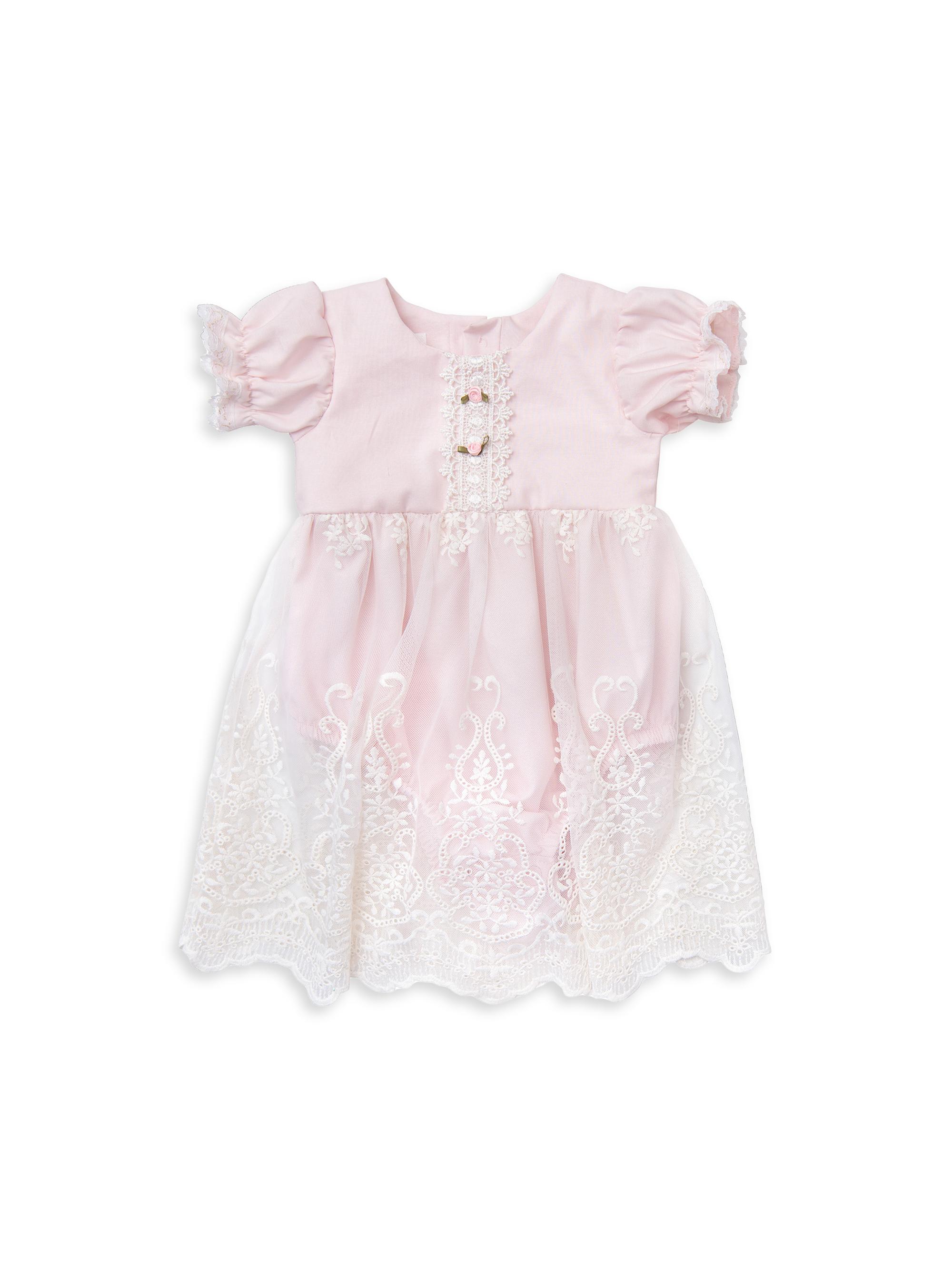 Haute Baby Baby Girl's Sophia Lace-Trimmed Dress & Bloomers Set - Pink 3 Months