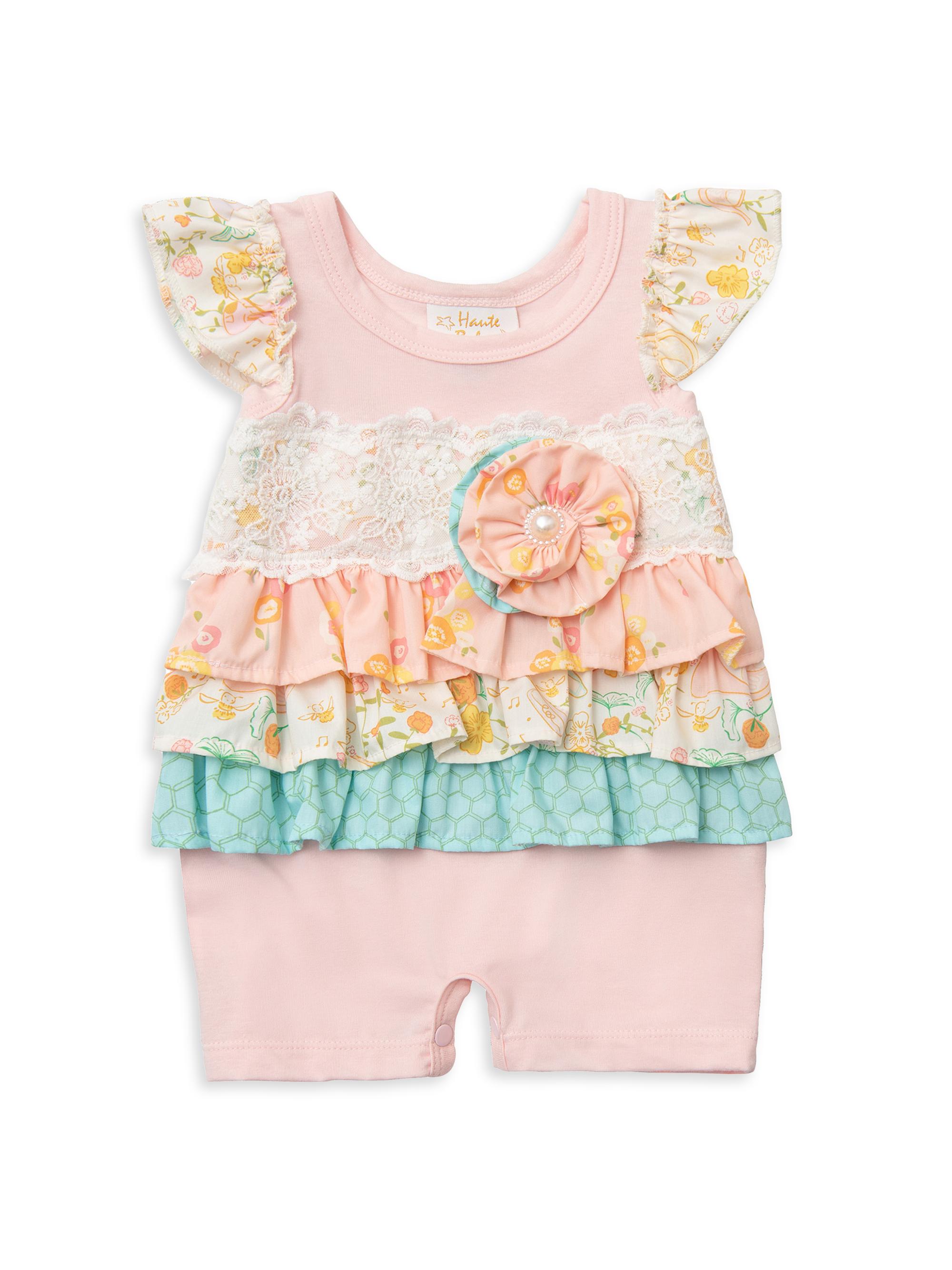 Haute Baby Baby Girl's Sweet Treat Stretch-Cotton Romper - Peach 24 Months