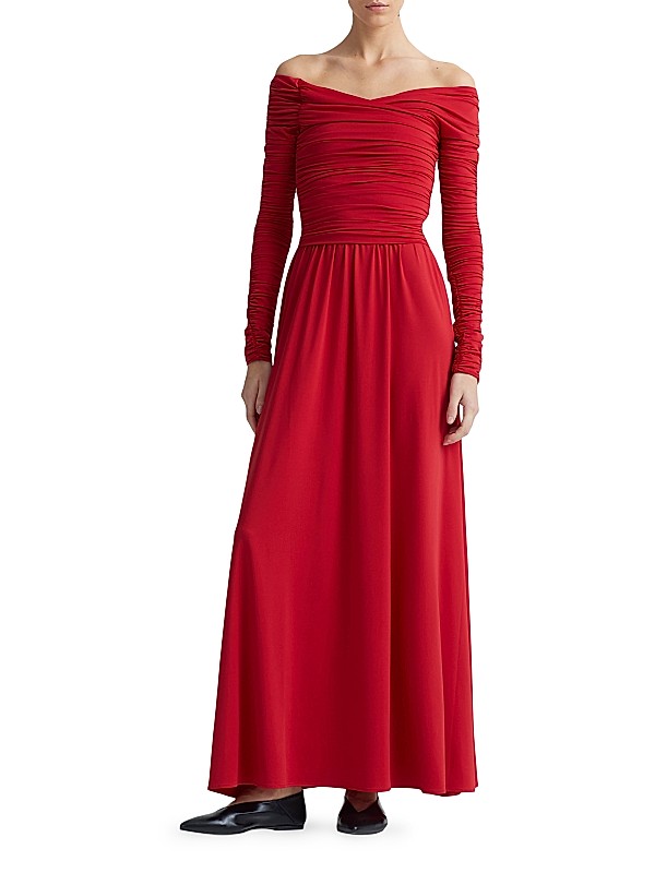 Shop Altuzarra Charlotte Off-The-Shoulder Ruched Maxi Dress Shop Altuzarra Charlotte Off-The-Shoulder Ruched Maxi Dress