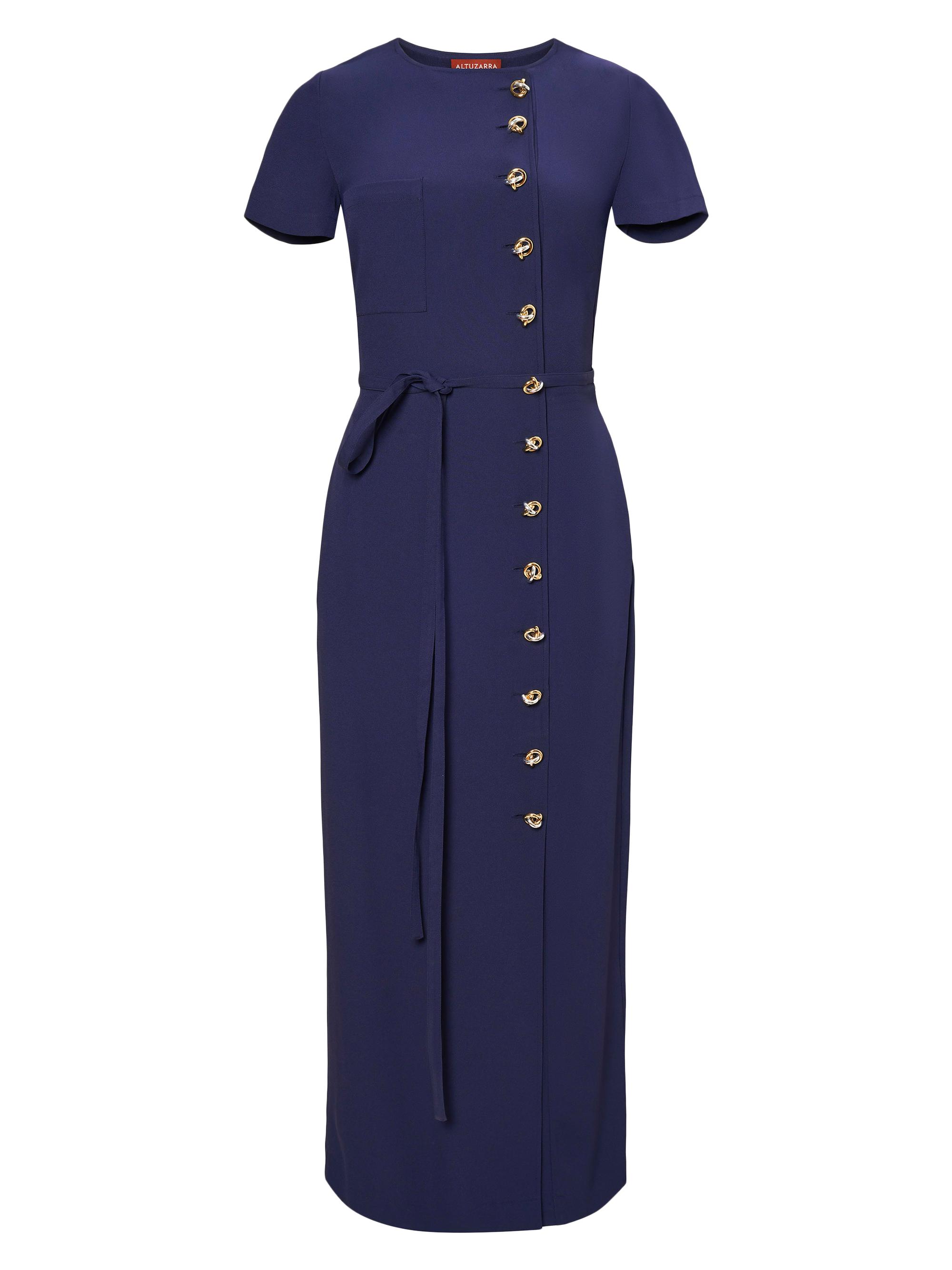 Altuzarra Women's Rosa Side-Button Belted Maxi Dress - Berry Blue