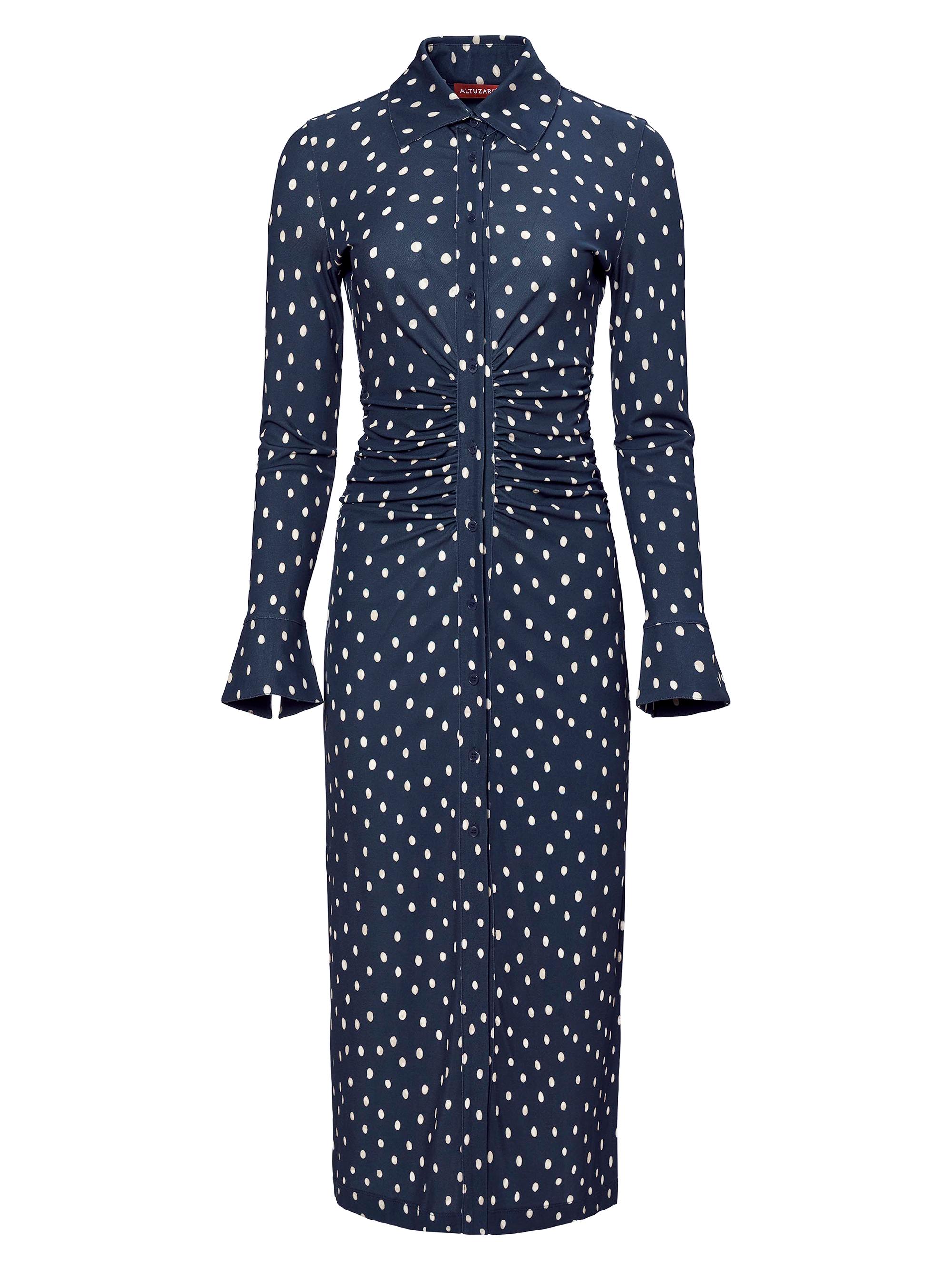 Altuzarra Women's Claudia Polka-Dot Ruched Shirtdress - Nocturne Blue