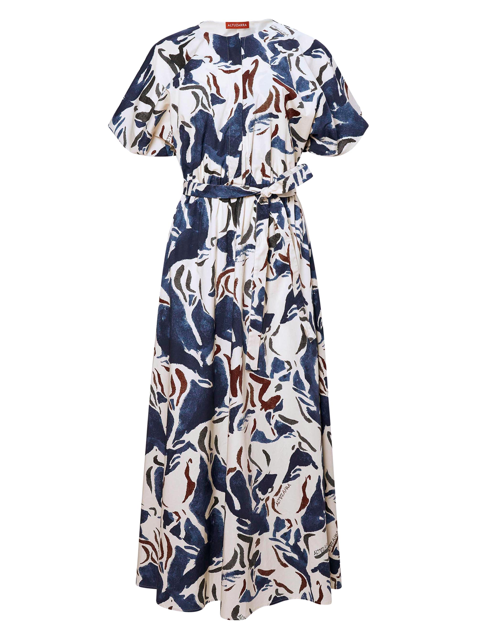 Altuzarra Women's Paulina Geometric Puff-Sleeve Maxi Dress - Berry Blue