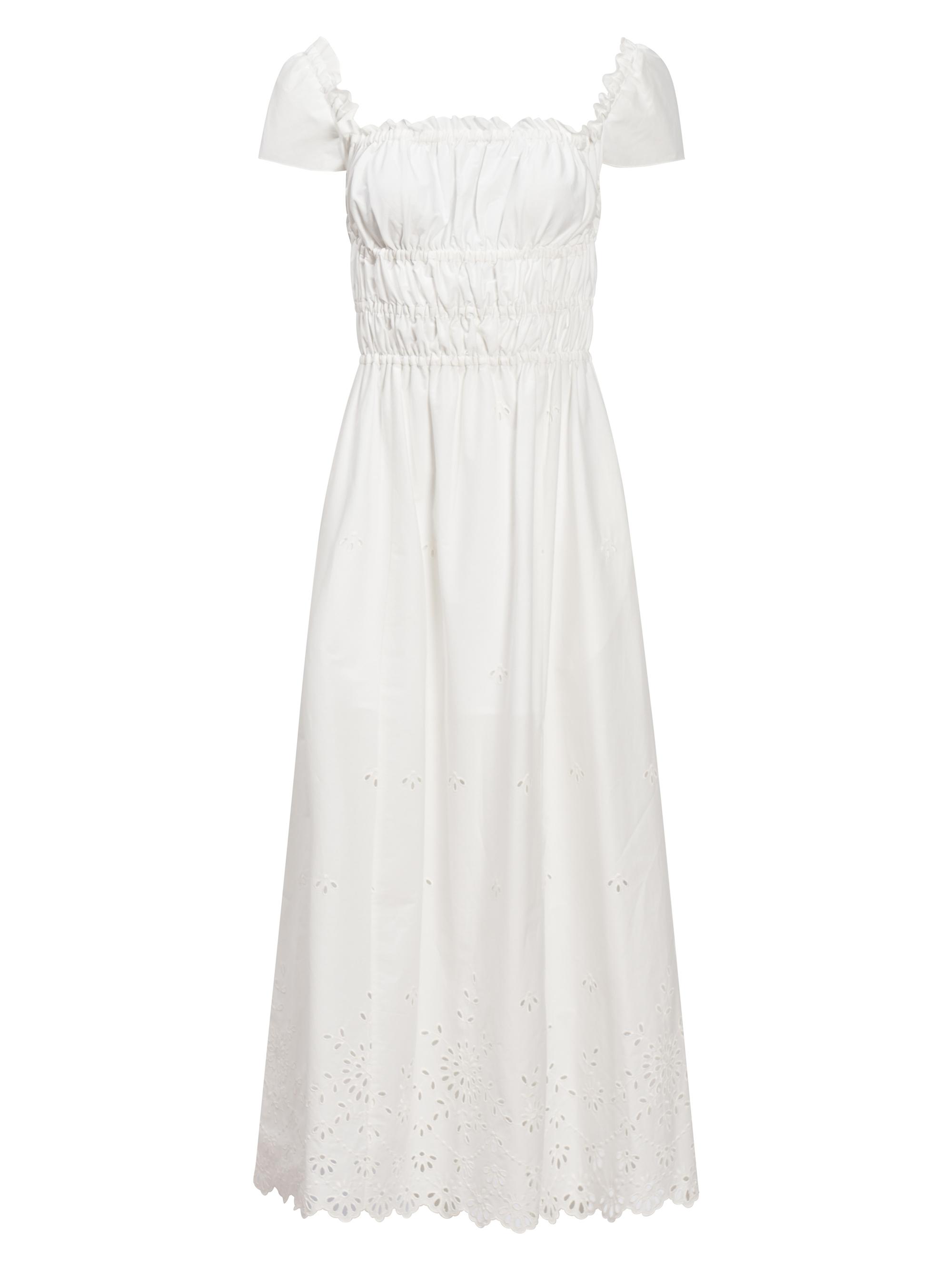 Altuzarra Women's Lily Cotton Eyelet Shirred Midi-Dress - Optic White