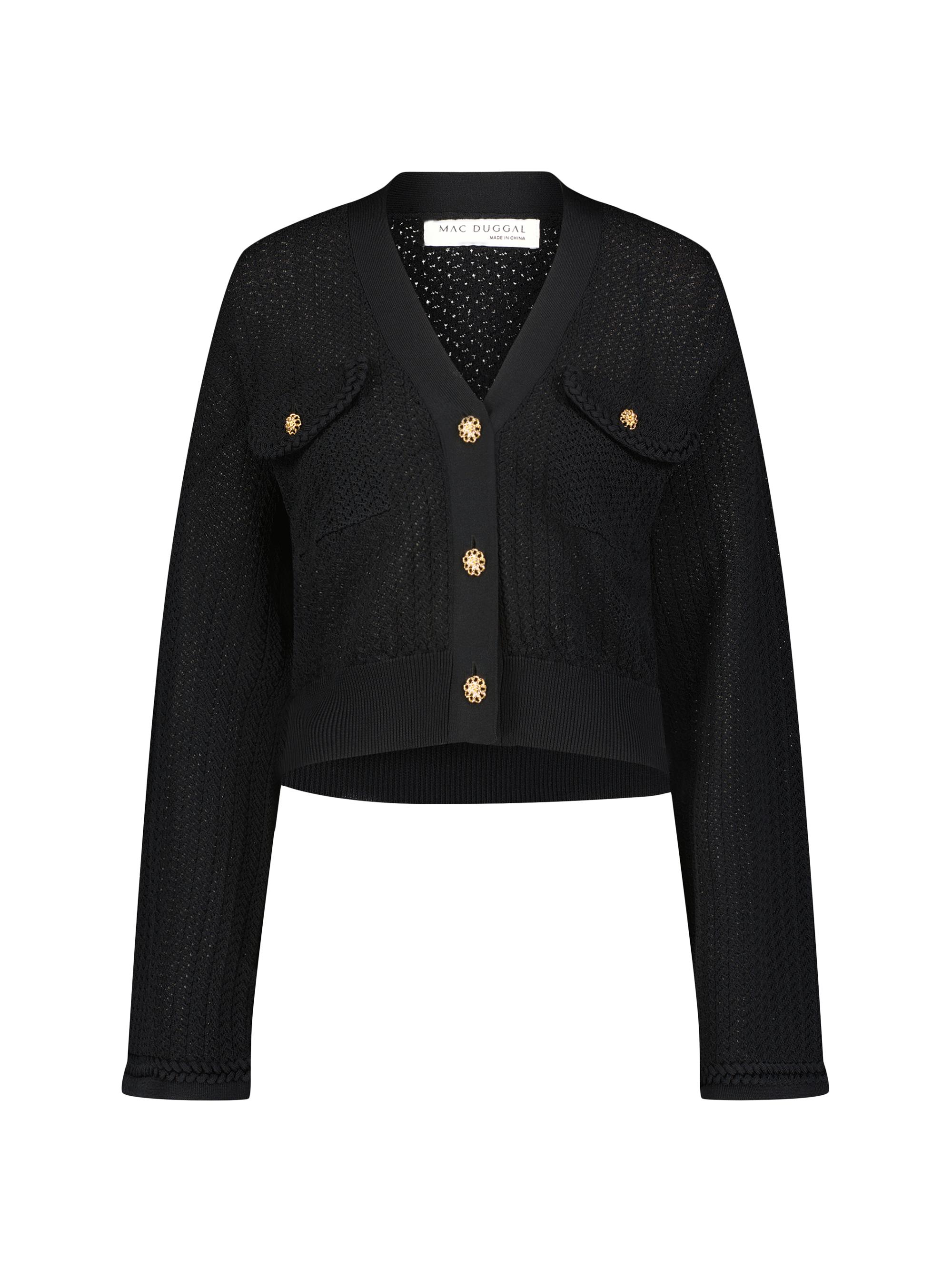 Mac Duggal Women's Flap Pocket Cardigan - Black