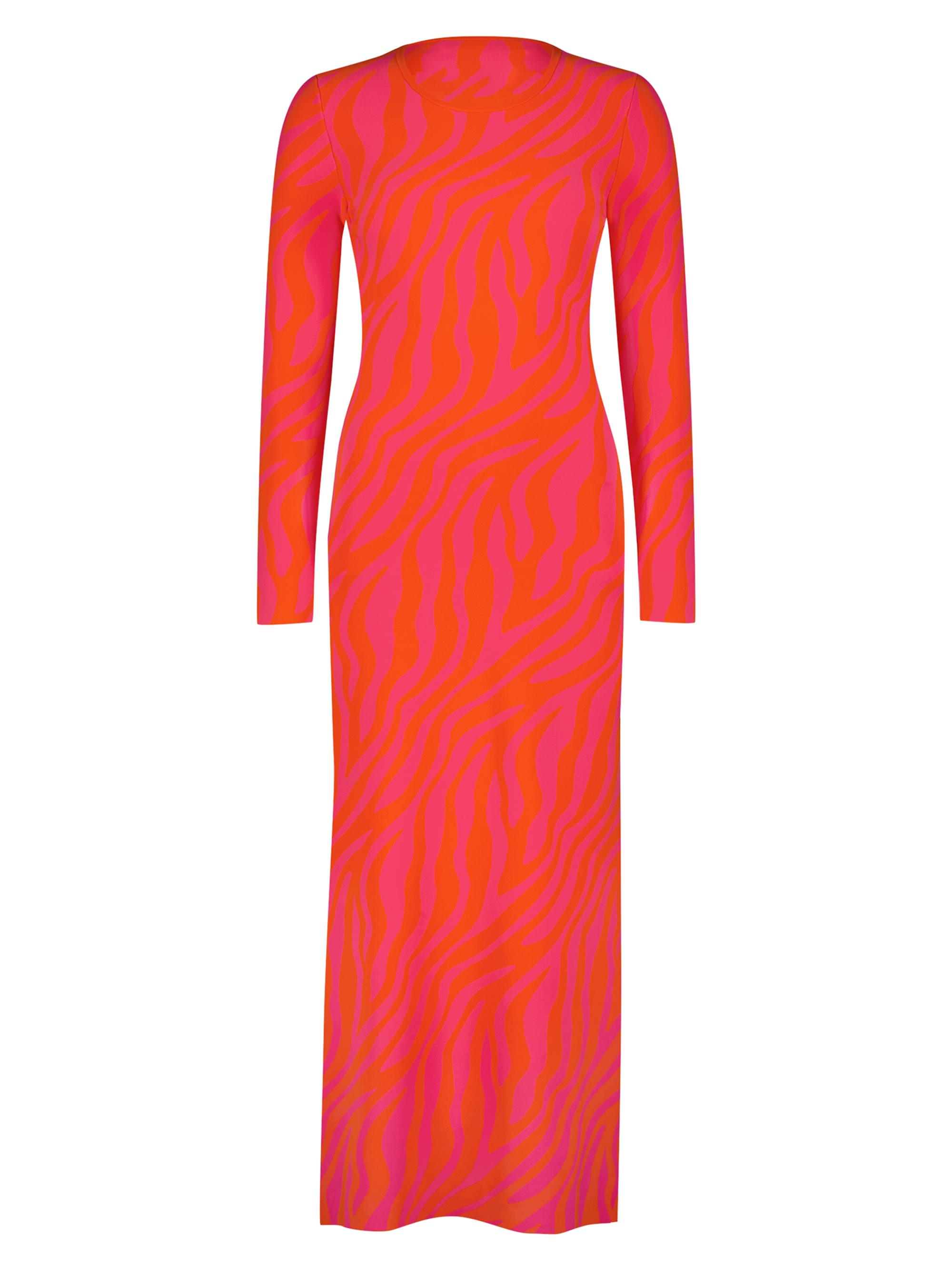 Mac Duggal Women's Tonal Zebra Column Dress - Hot Pink Sunset