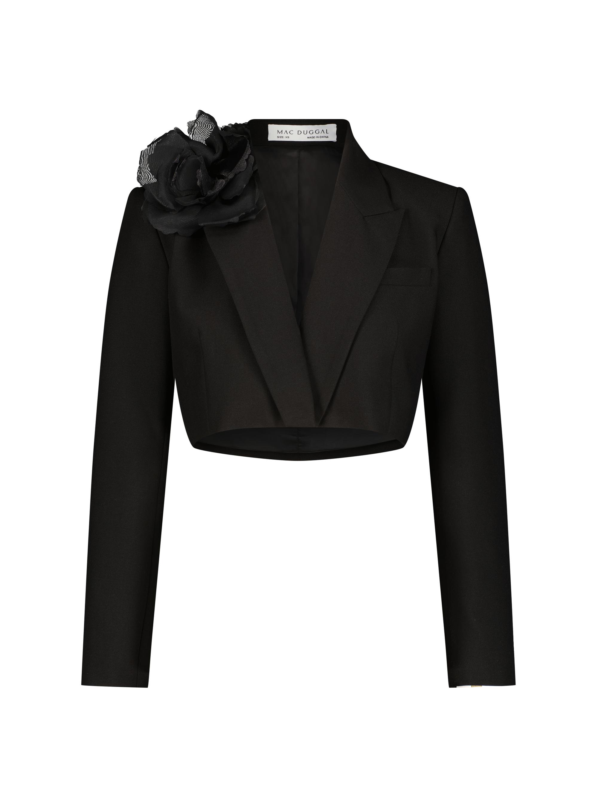 Mac Duggal Women's Tailored Cropped Blazer - Black