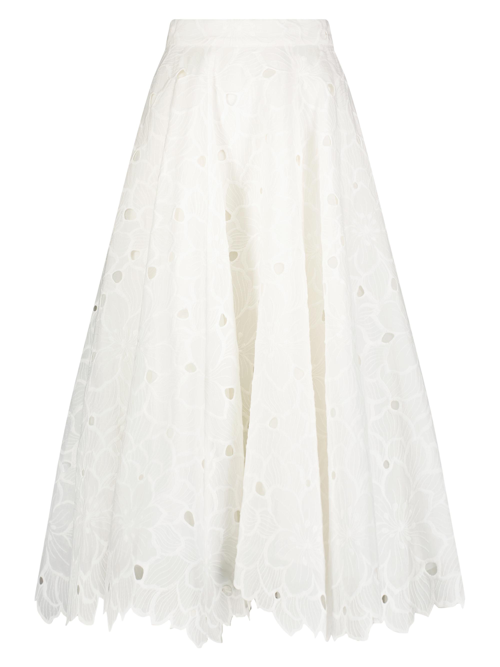 Mac Duggal Women's Eyelet Cotton A-Line Midi-Skirt - White