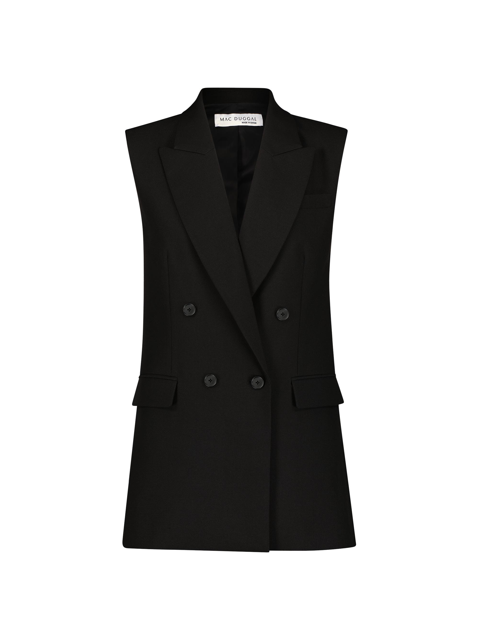 Mac Duggal Women's Double-Breasted Sleeveless Blazer - Black