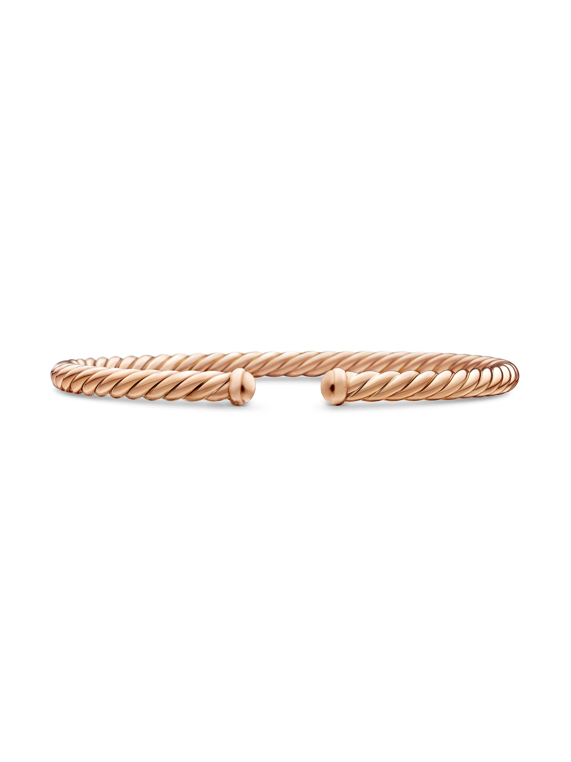 David Yurman Women's Modern Cablespira Bracelet in 18K Rose Gold, 4MM - Gold