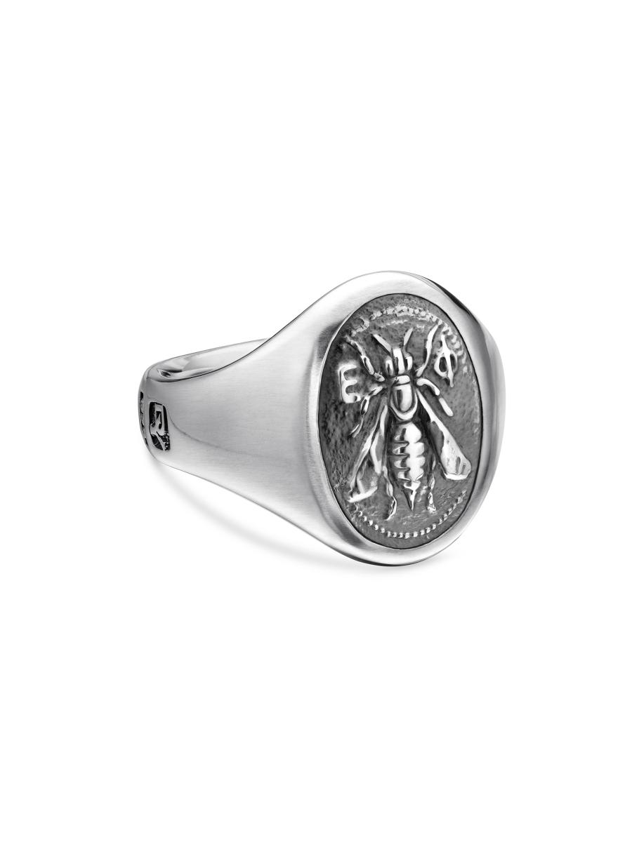 David Yurman Petrvs Bee Signet Ring in Sterling Silver, 19MM