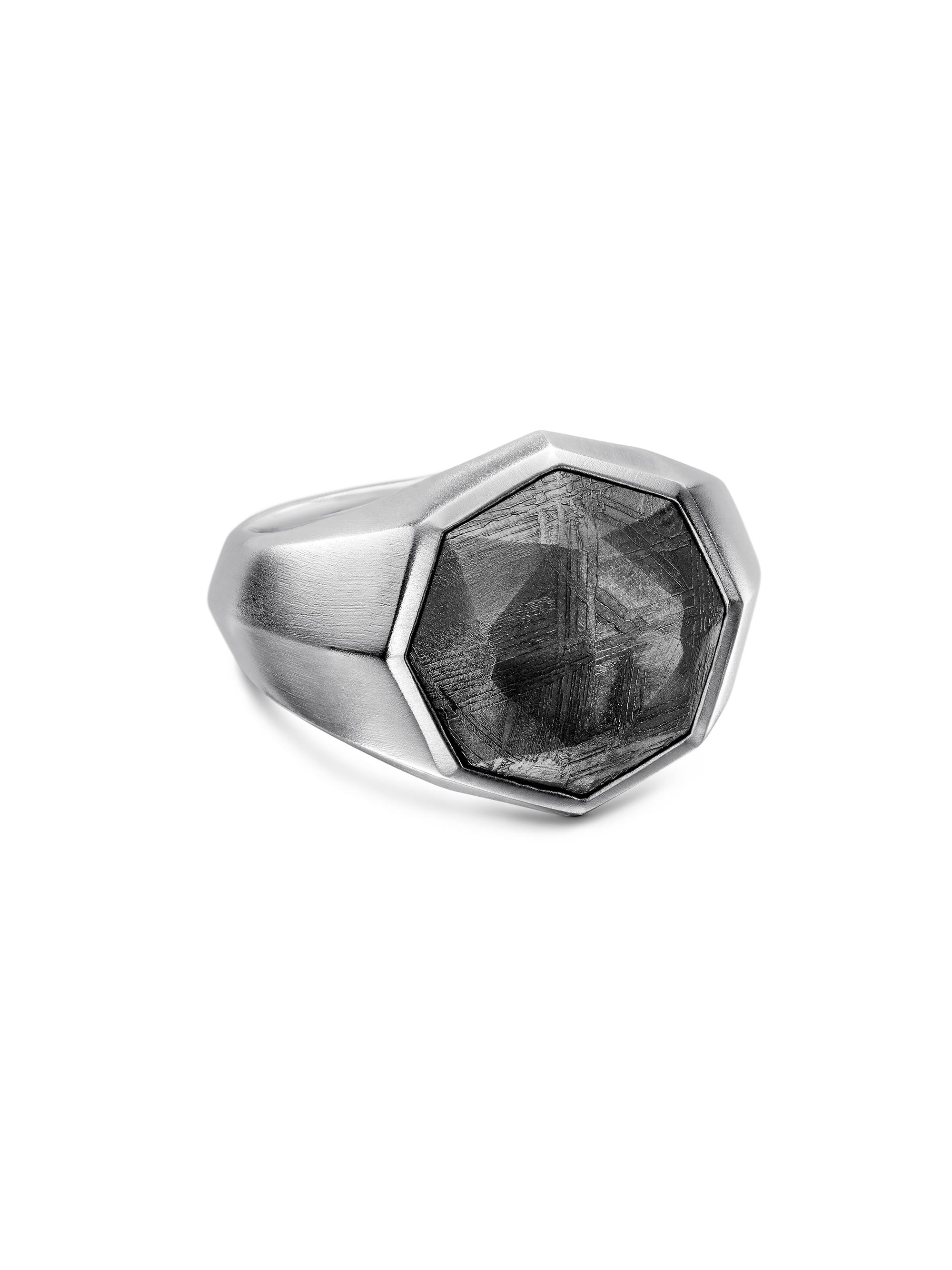 David Yurman Men's Faceted Signet Ring in Sterling Silver - Meteorite