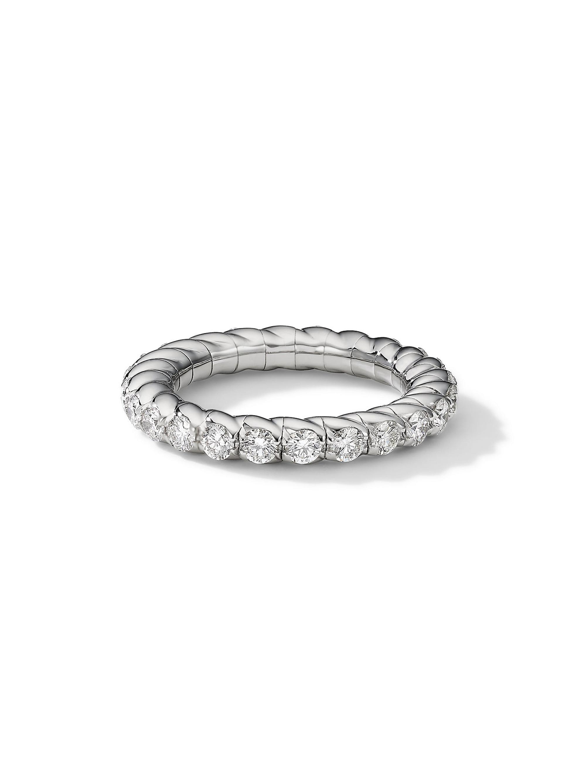 David Yurman Women's Pavé Stretch Band Ring in 18K White Gold - Diamond
