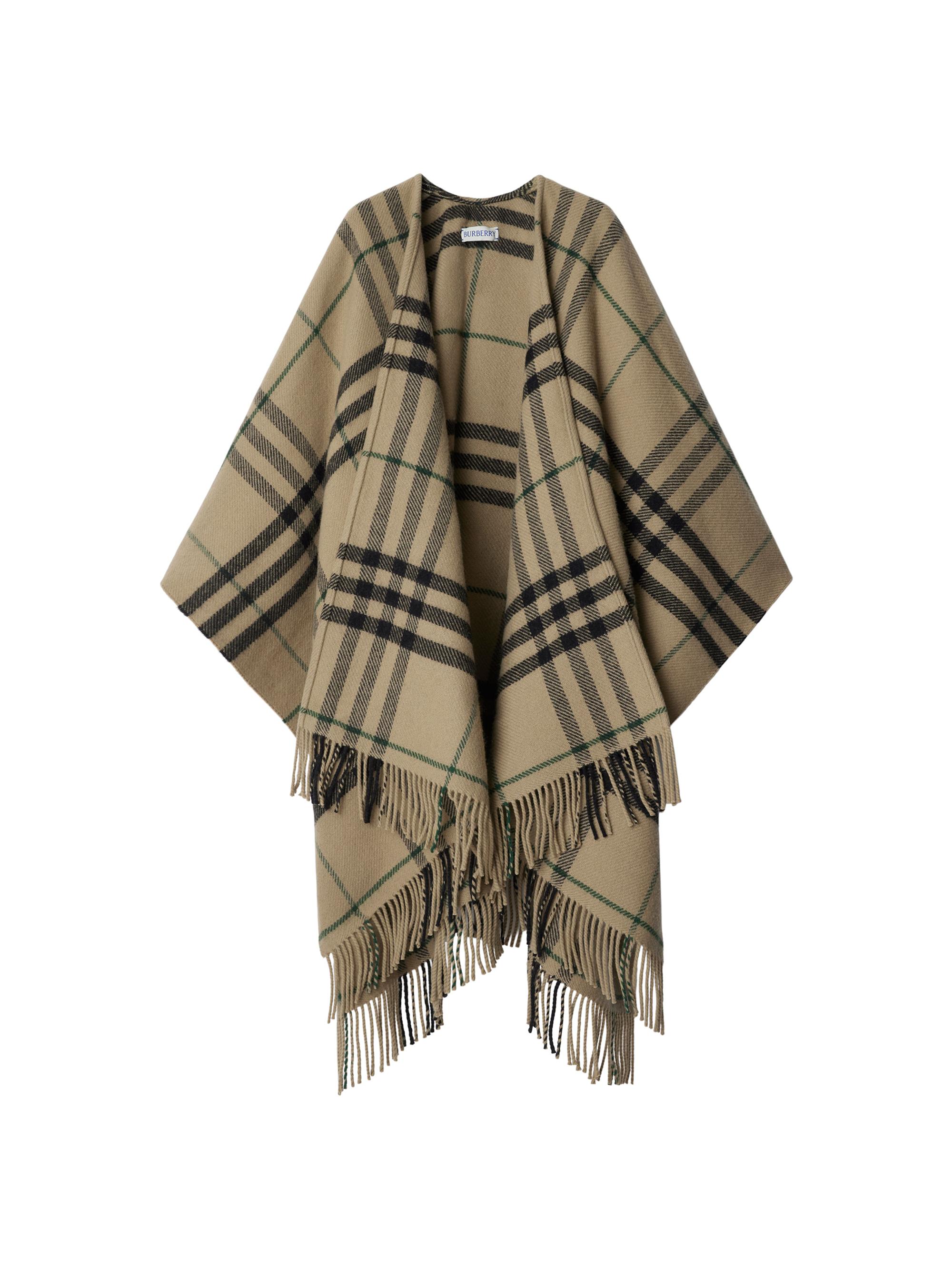 Burberry Women's Catey Wool-Cashmere Check Cape - Linden