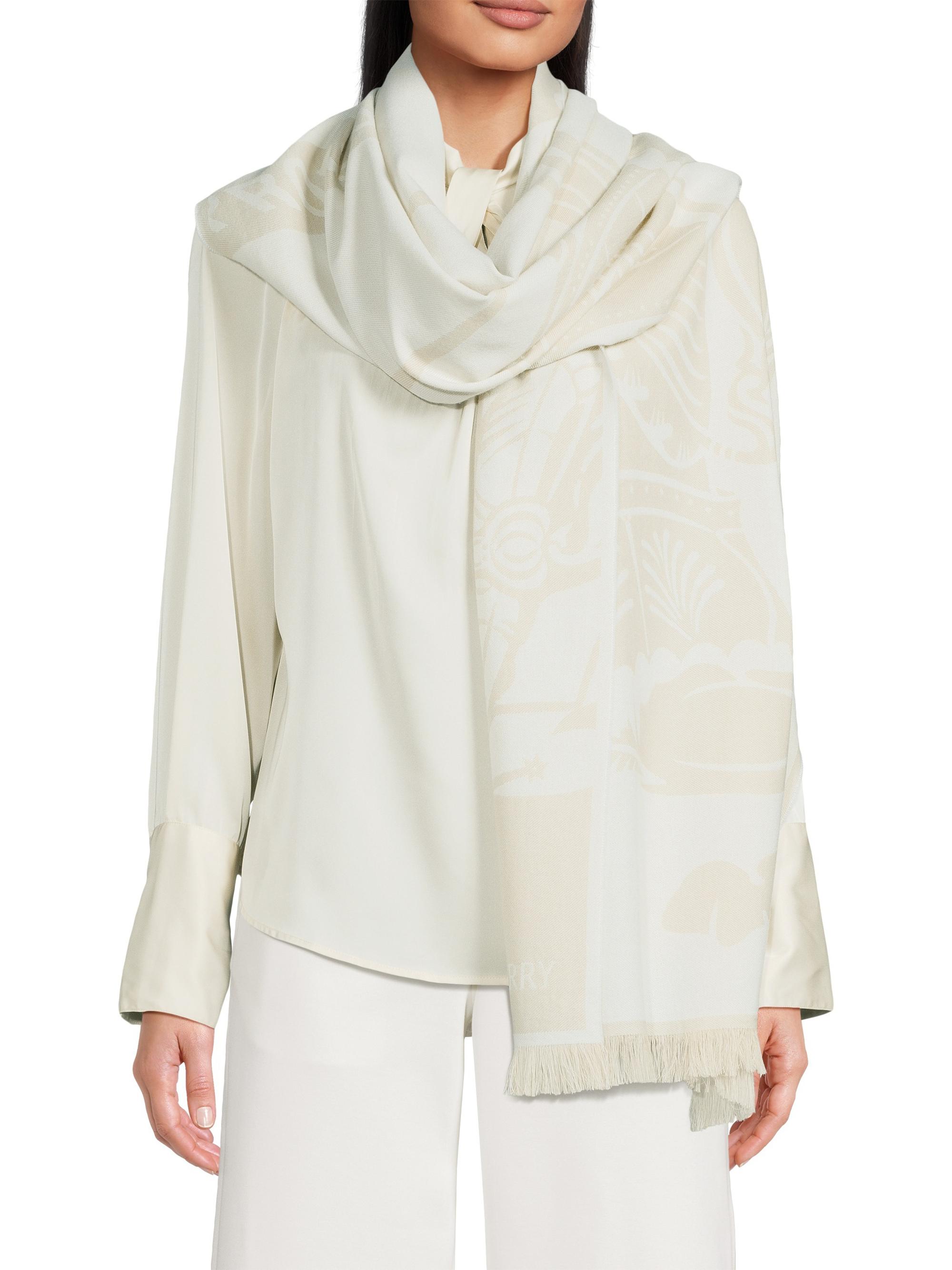 Burberry Women's Equestrian Knight Wool-Cotton Scarf - Hunter