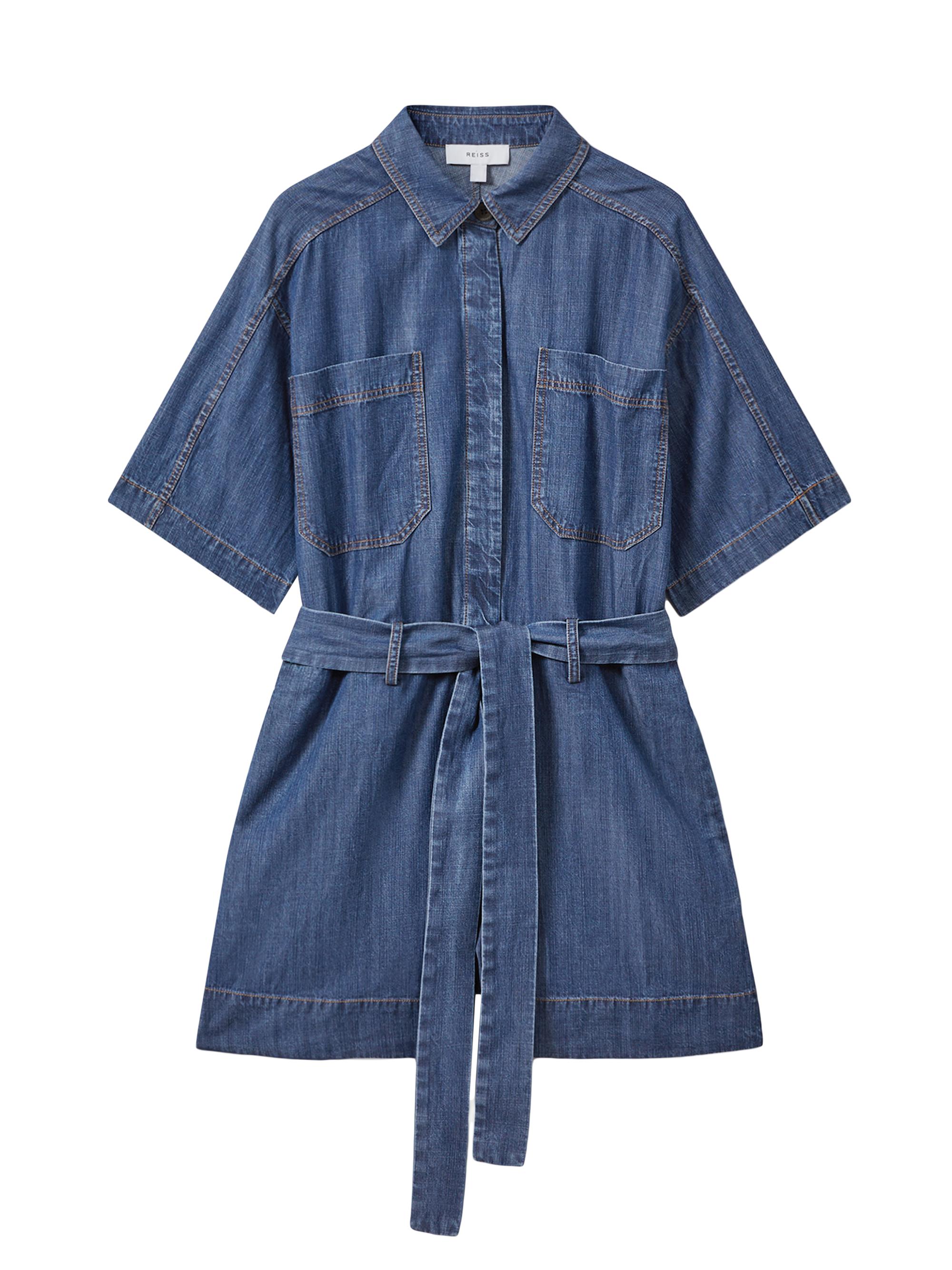 Reiss Women's Seren Denim Belted Romper - Navy Denim