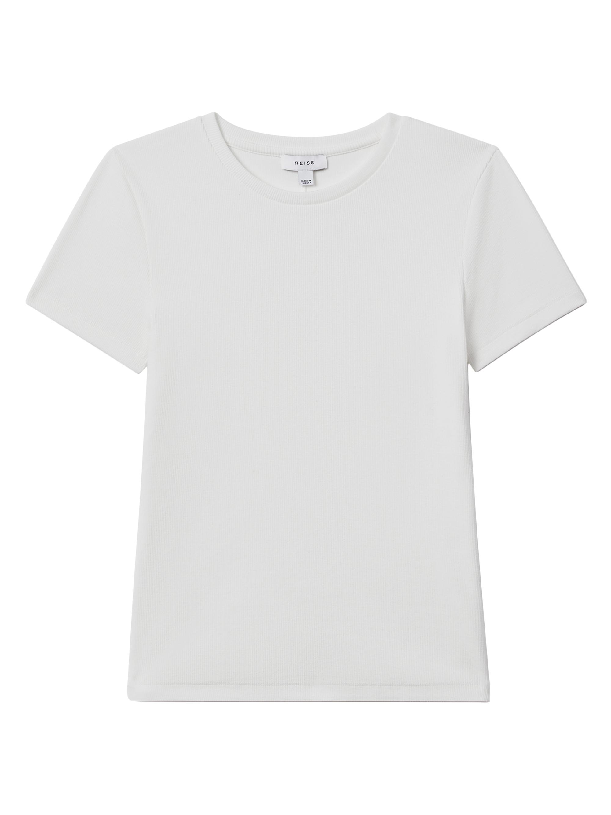 Reiss Women's Victoria Rib-Knit Cotton-Blend T-Shirt - White