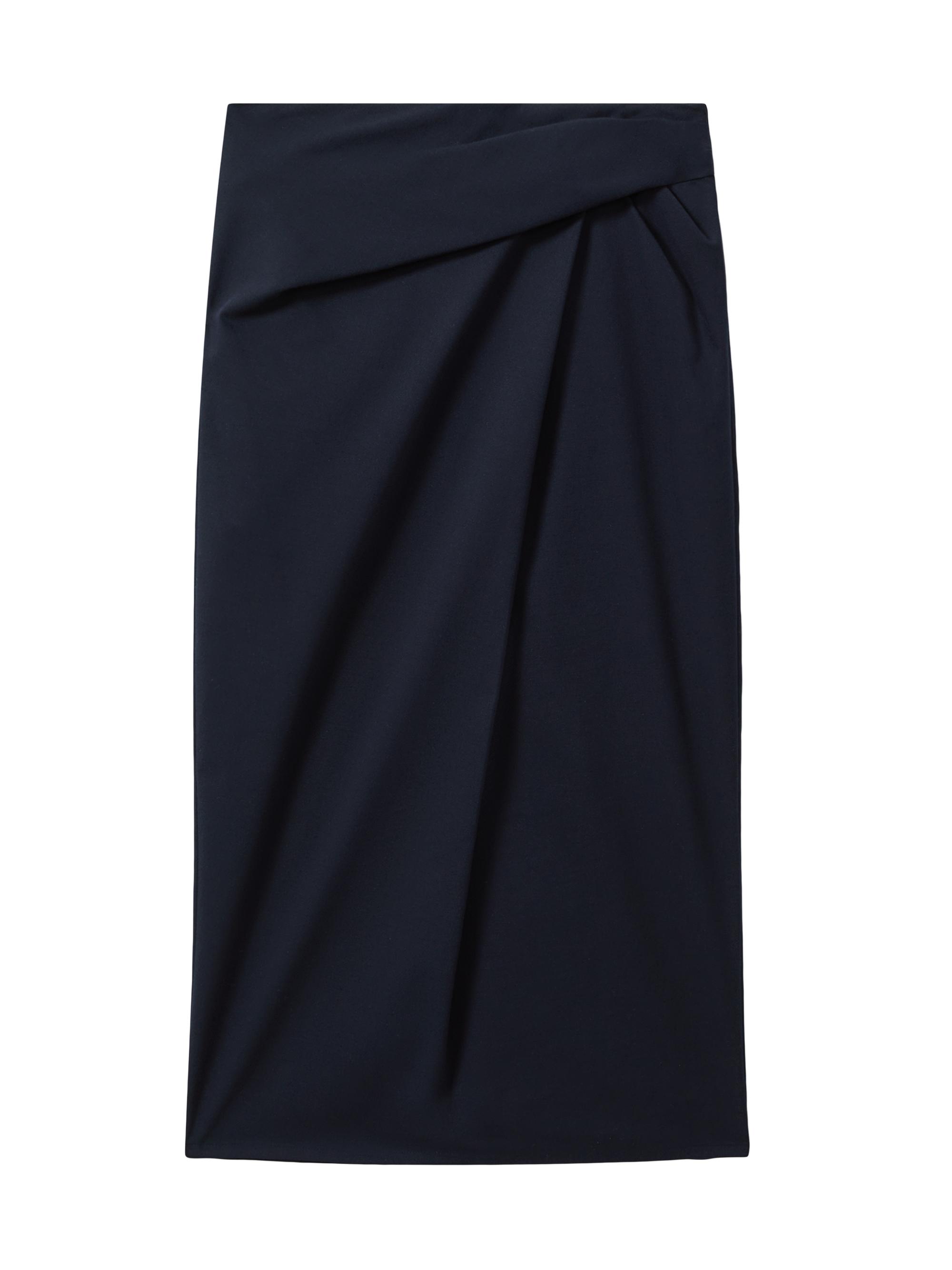 Reiss Women's Nadia Cotton-Blend Draped Midi-Skirt - Navy