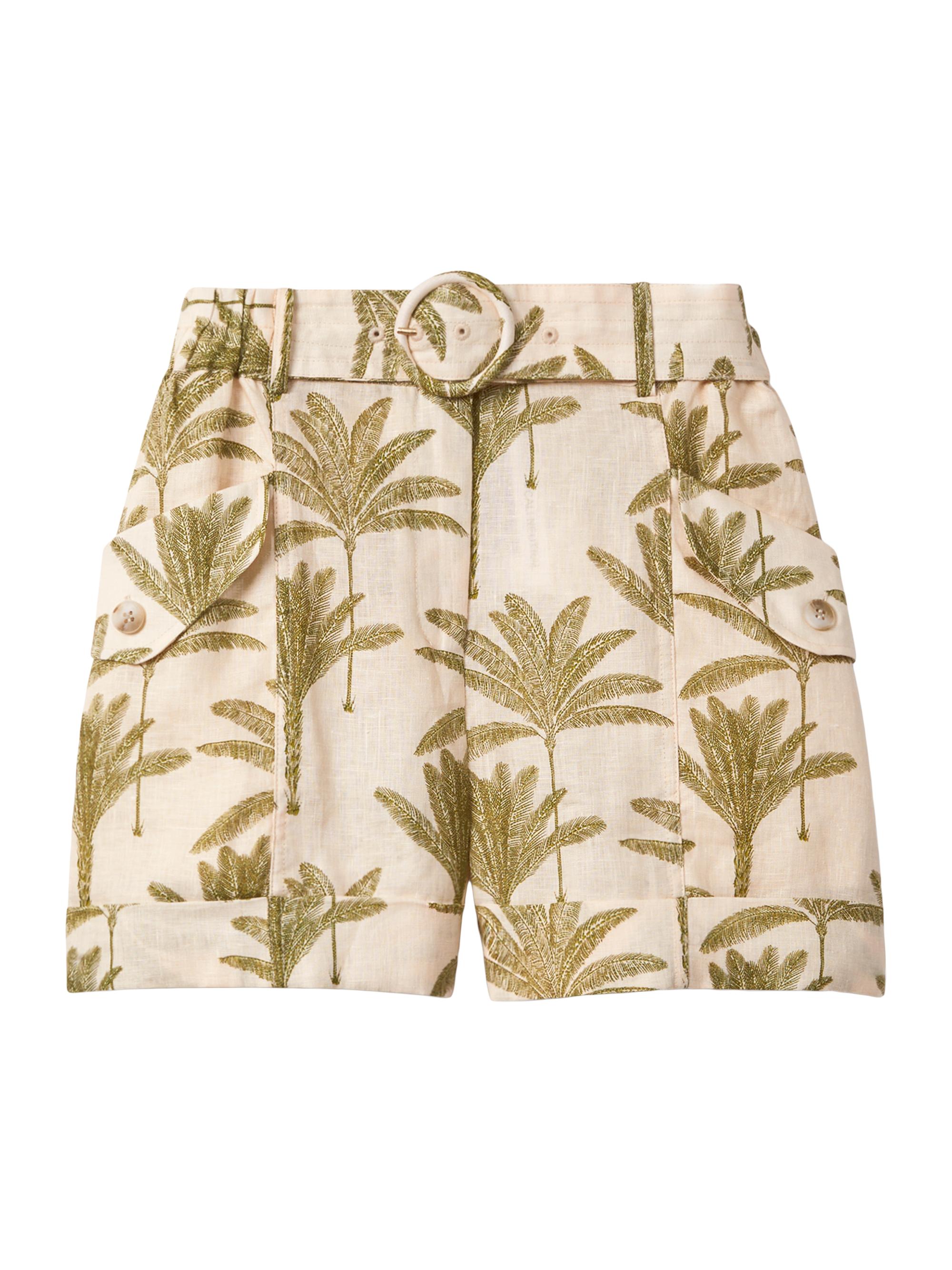 Reiss Women's Cali Linen Palm Belted Shorts