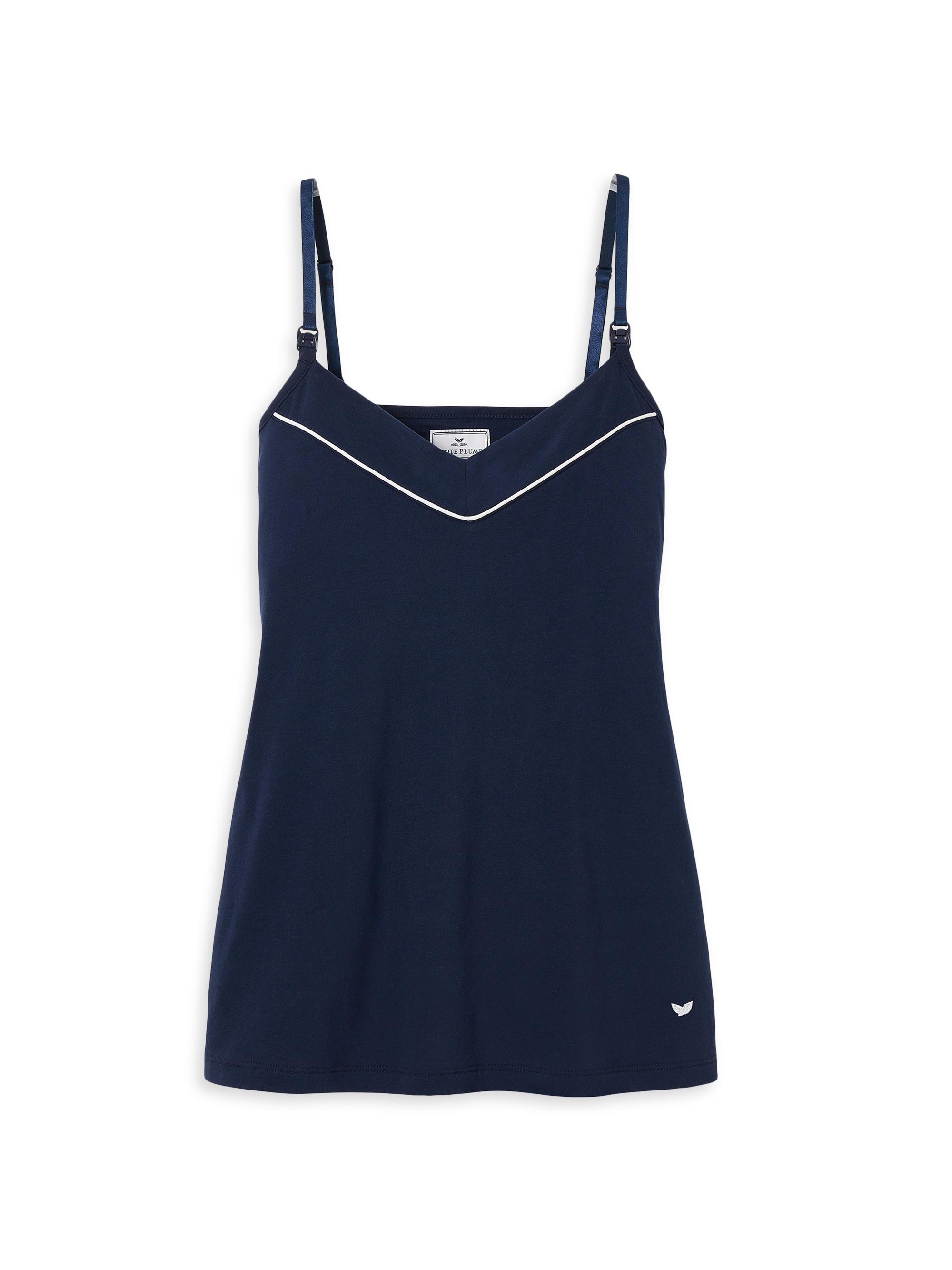 Petite Plume Pima Cotton Nursing Camisole - Navy
