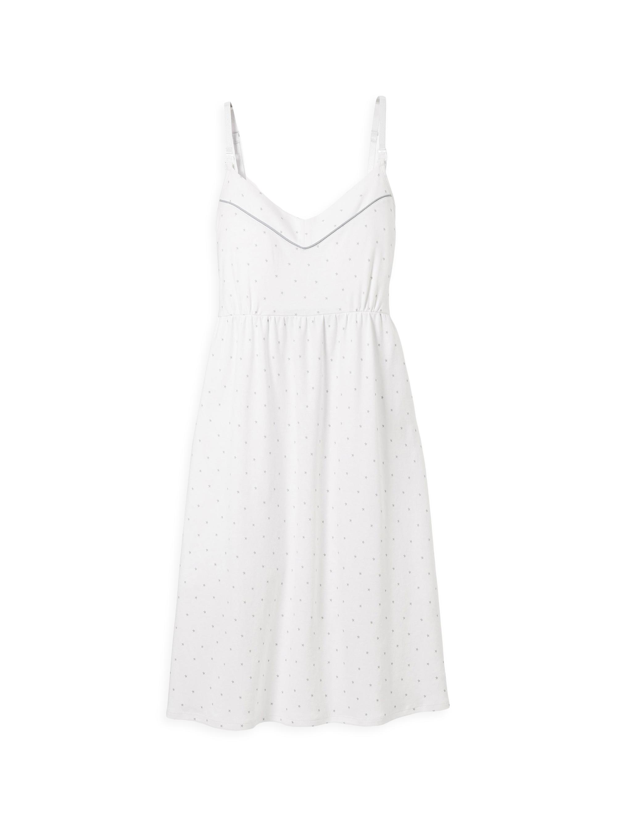 Petite Plume Cotton Grey Stars Maternity Nightgown - White