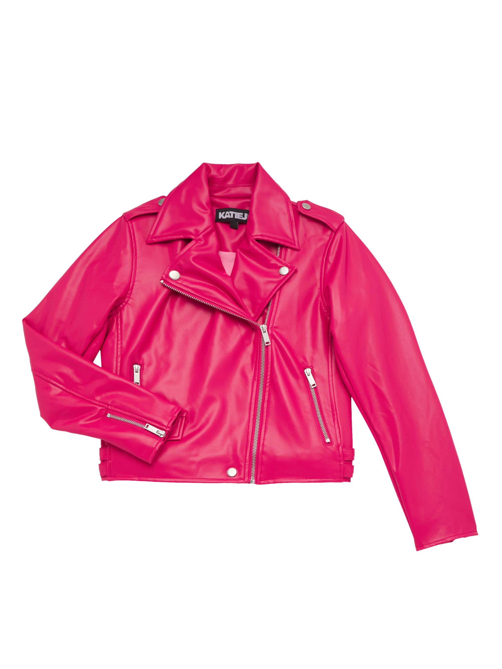 Girl’s Jagger Faux Leather Jacket – Hot Pink – Size 10
