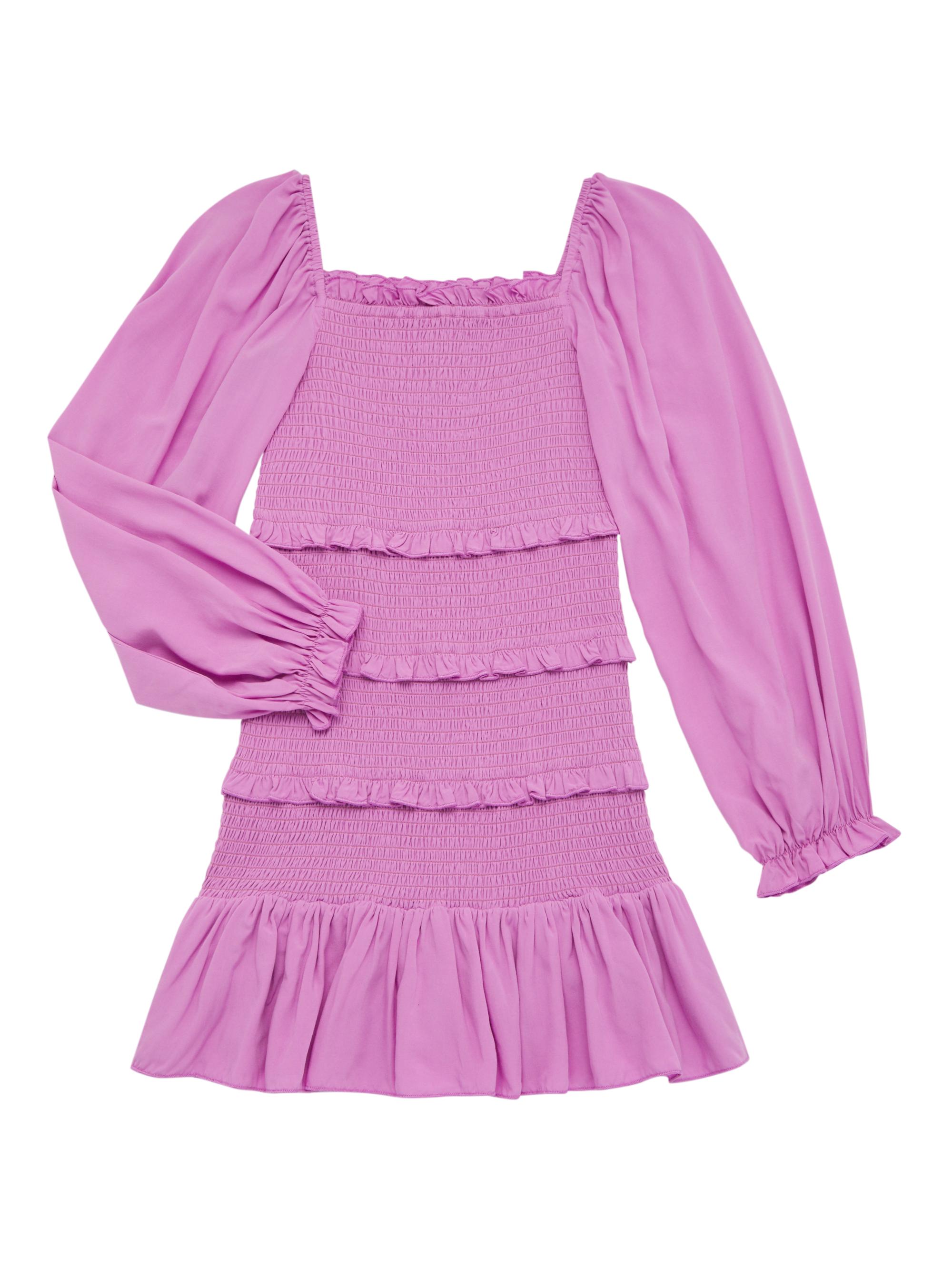 open lace back dress Francesca Dress Pink Rosebud Plaid